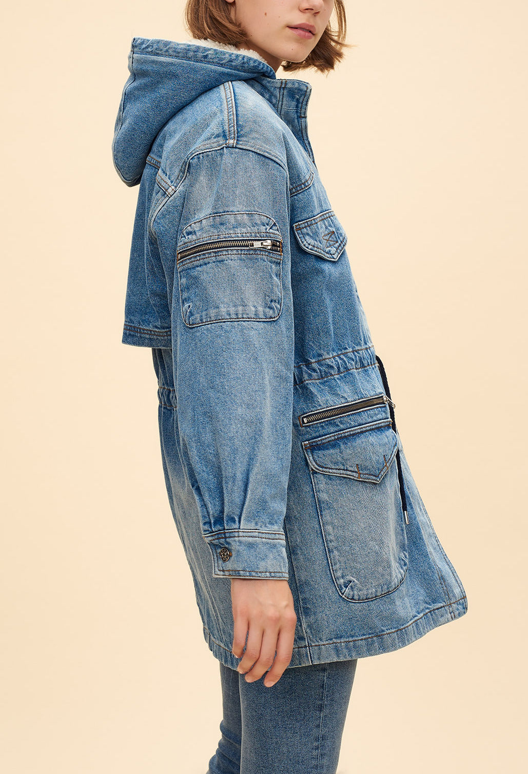 Parka jean à capuche ceinturée Faume - seconde main