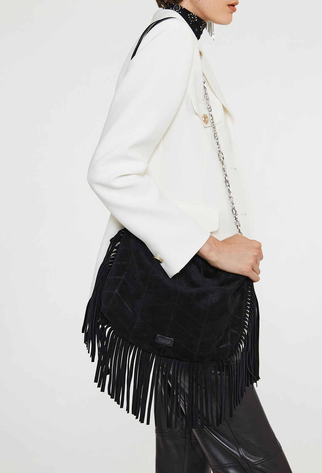 Sac Anemone frangé cuir suede Faume - seconde main