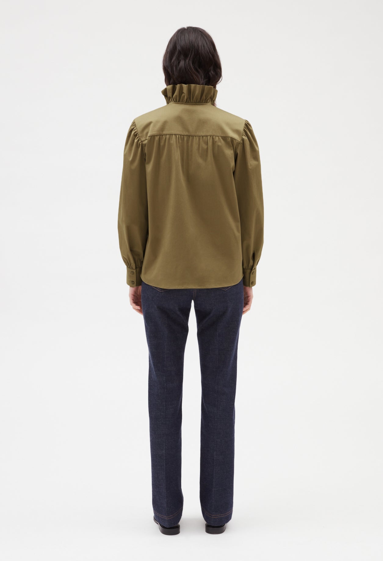 Blouse volants kaki Faume - seconde main