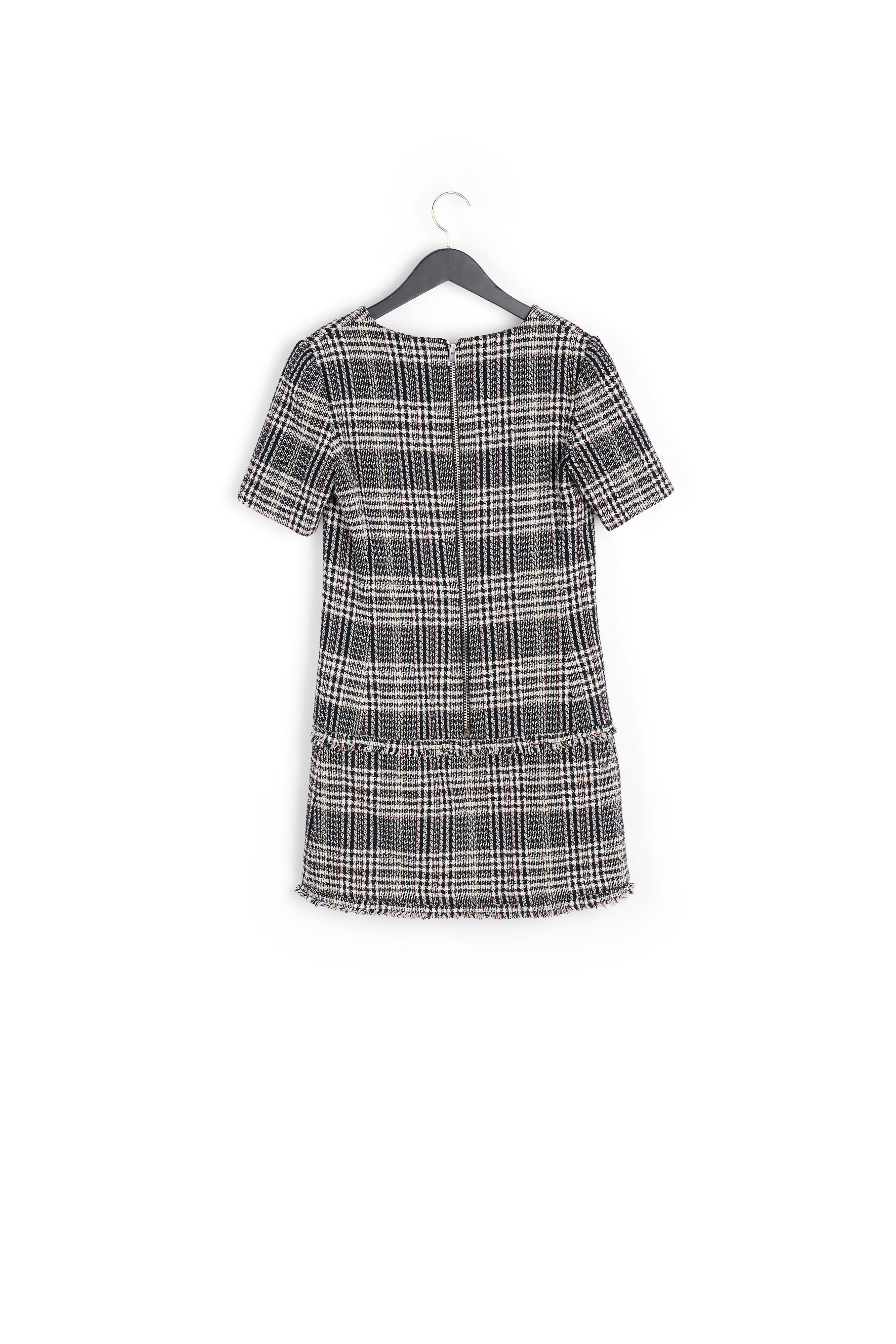 Robe droite en tweed frangée col V Faume - seconde main