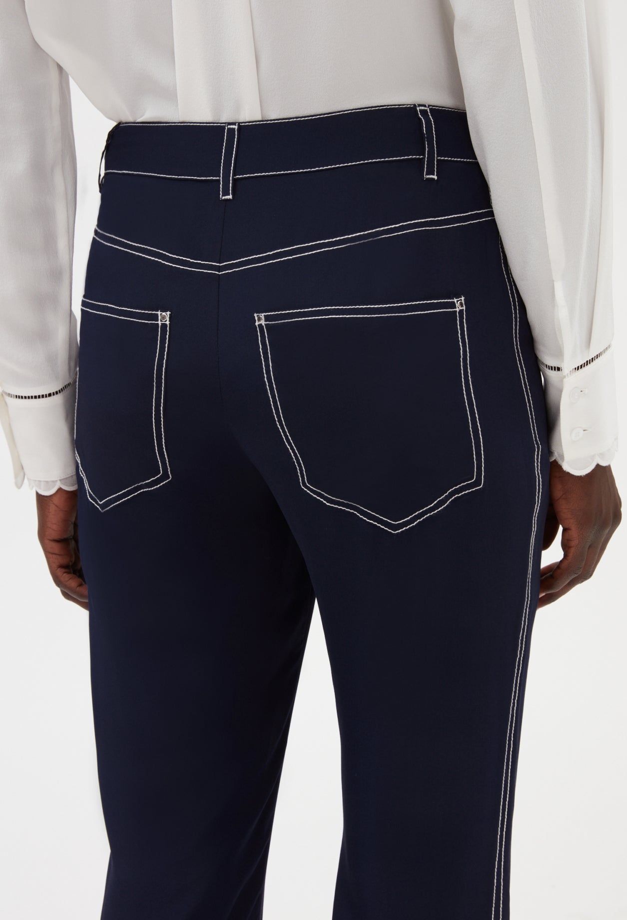 Pantalon droit long soie bleue Faume - seconde main