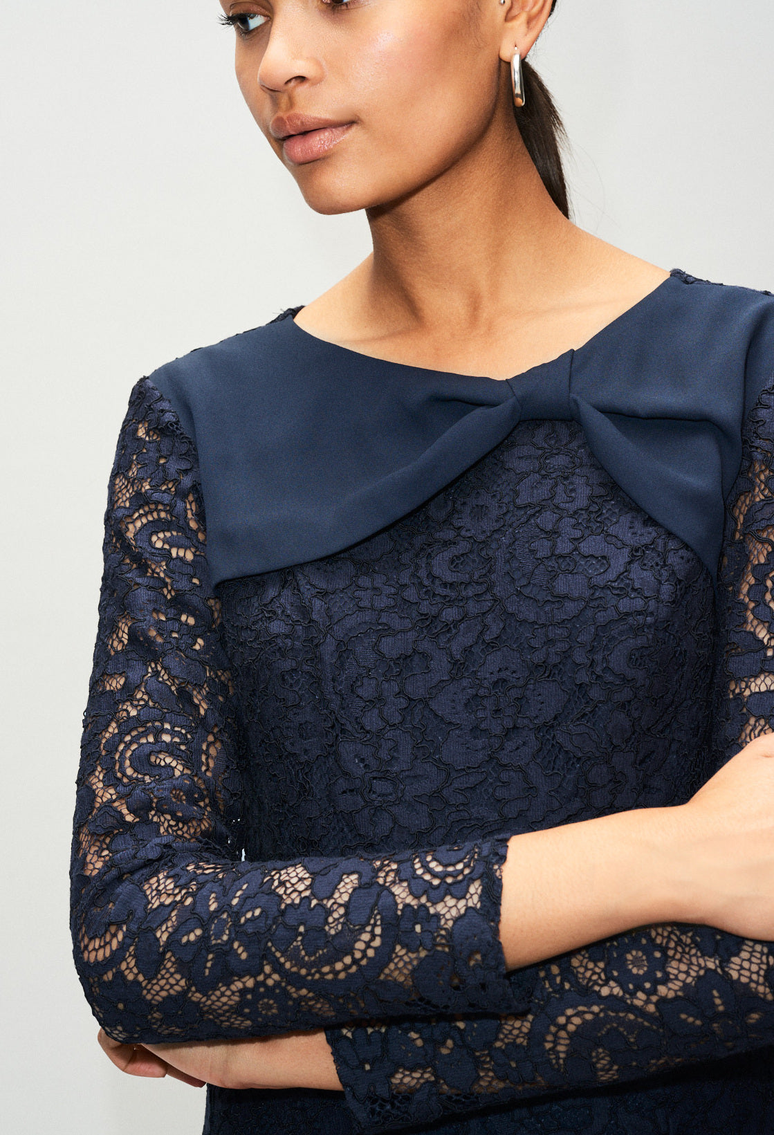 Robe manches longues dentelle bi-matière Faume - seconde main