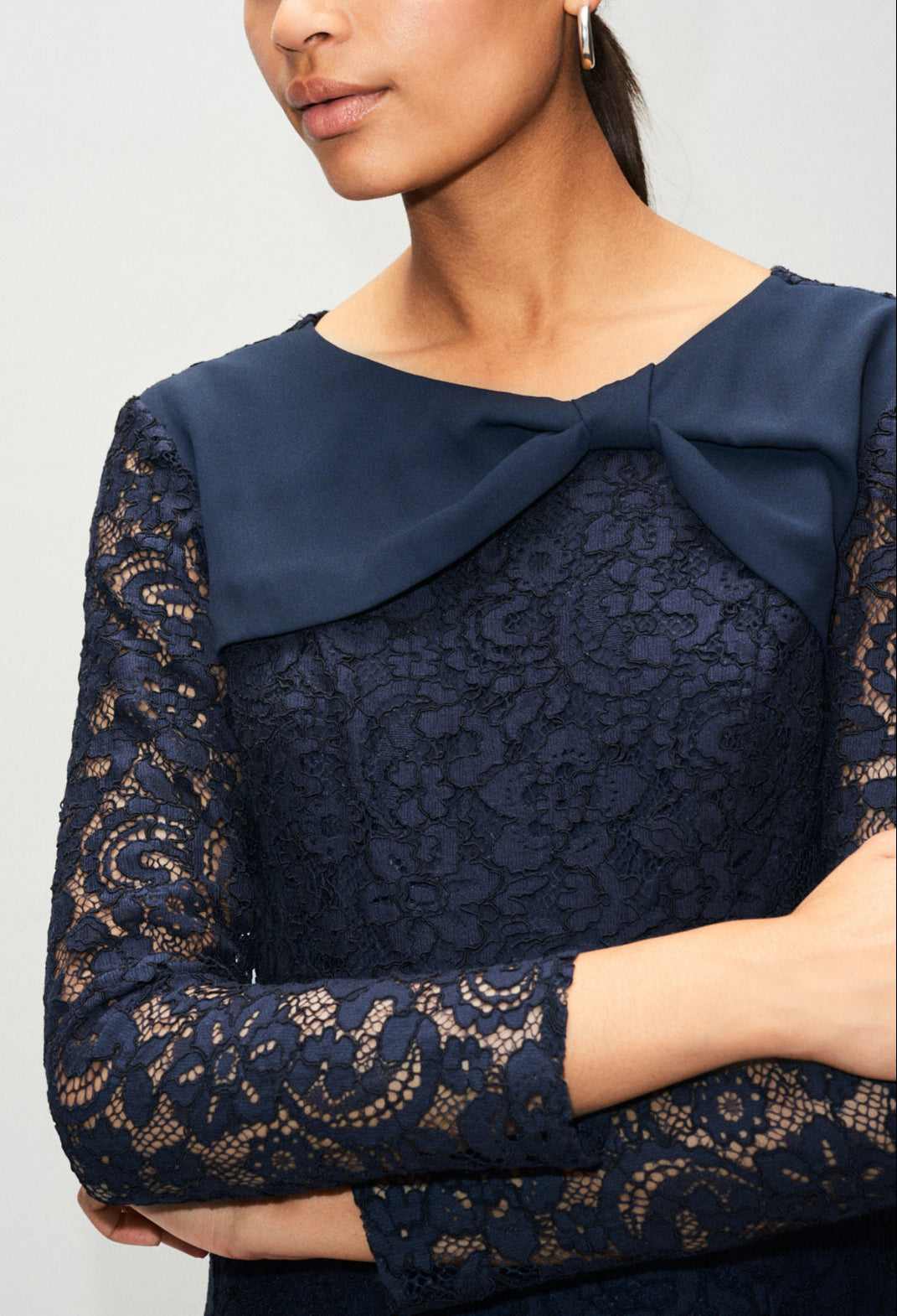 Robe manches longues dentelle bi-matière Faume - seconde main