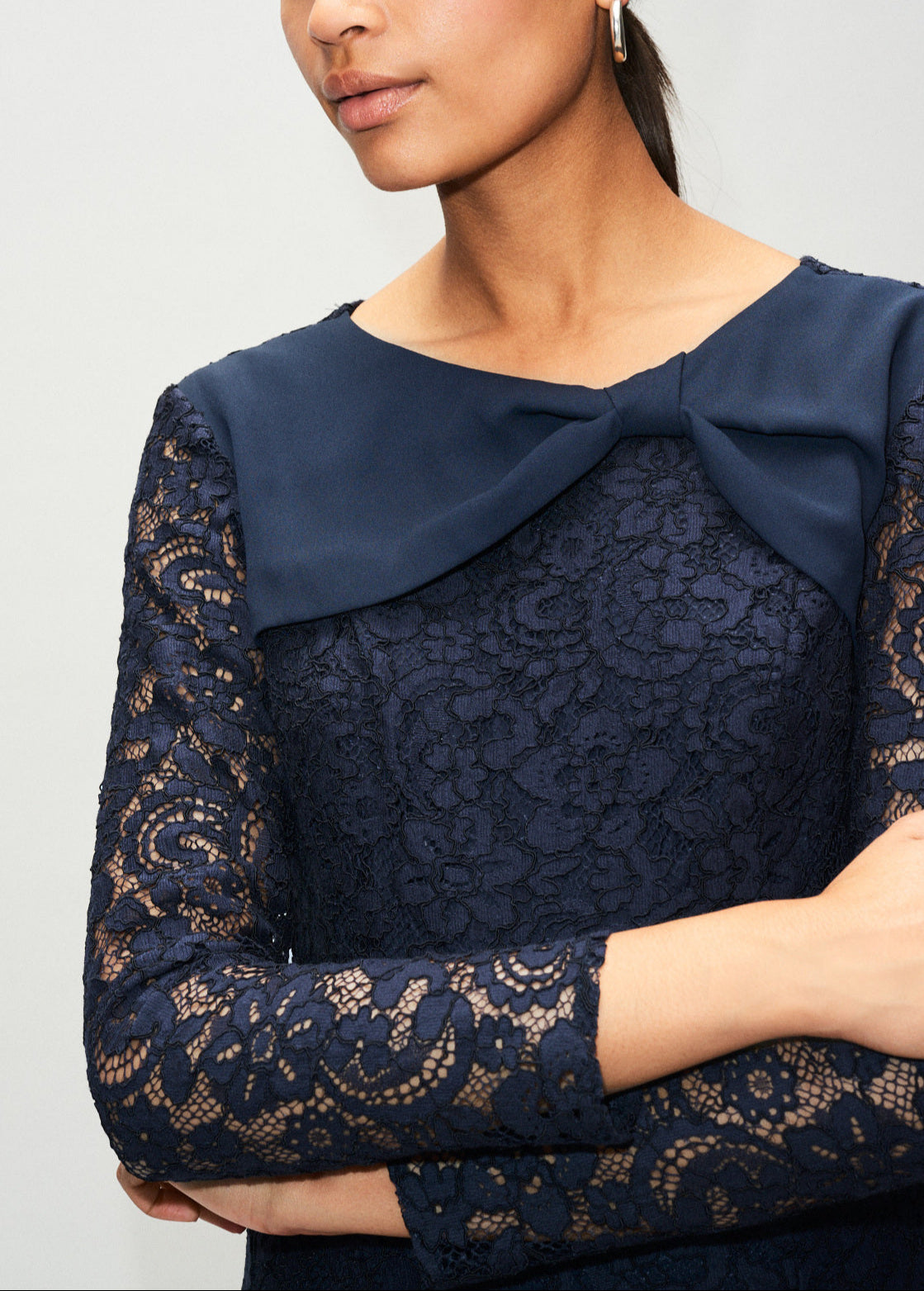 Robe manches longues dentelle bi-matière Faume - seconde main