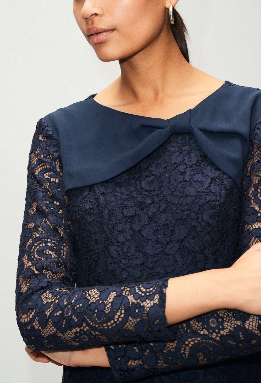 Robe manches longues dentelle bi-matière Faume - seconde main