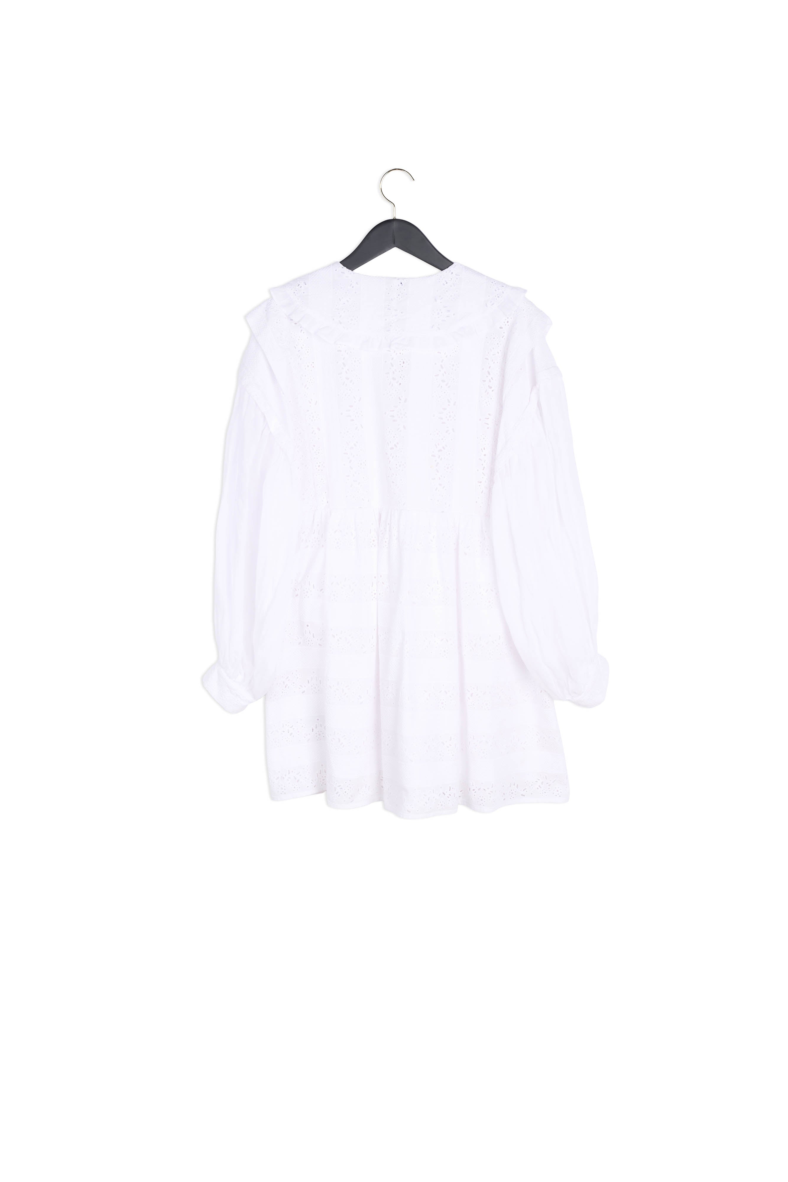 Robe courte babydoll brodée blanc Faume - seconde main