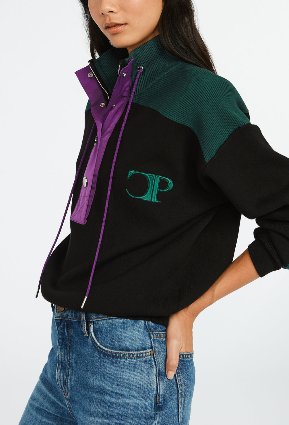 Sweatshirt Minimum col boutonné marine Faume - seconde main