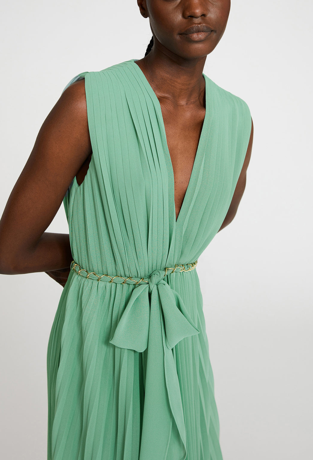 Robe midi plissée ceinturée Faume - seconde main