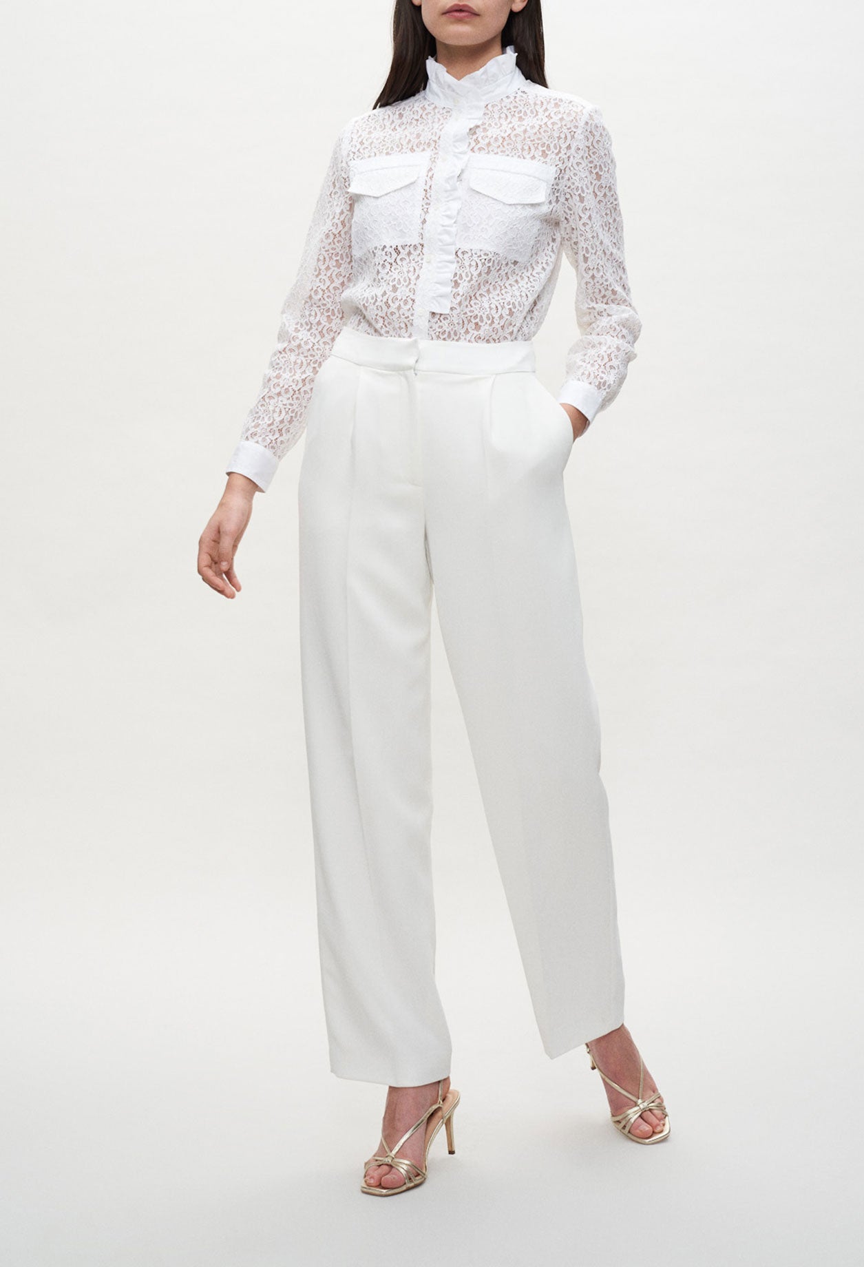 Chemise écrue en dentelle Faume - seconde main