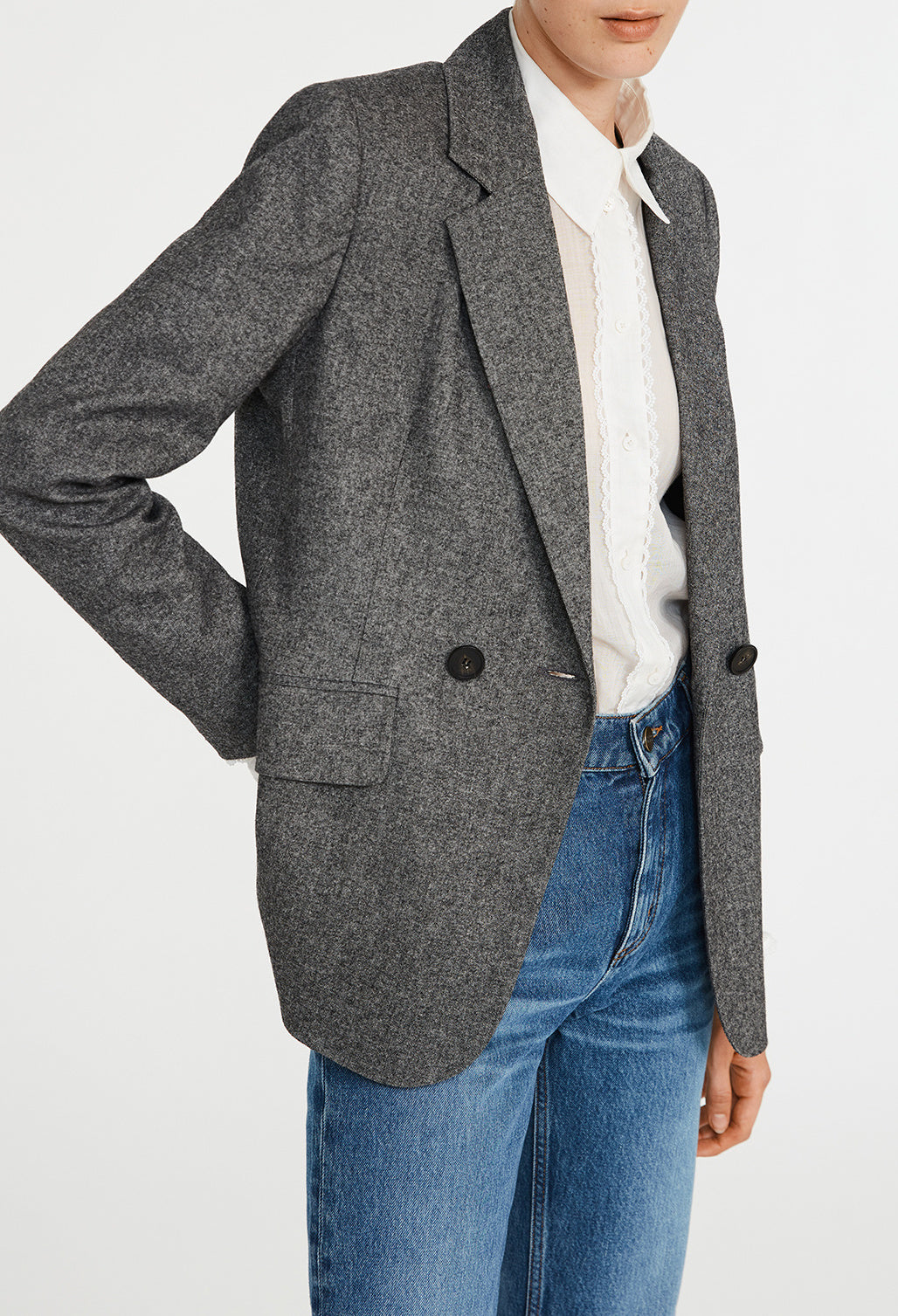 Veste tailleur gris chiné Faume - seconde main