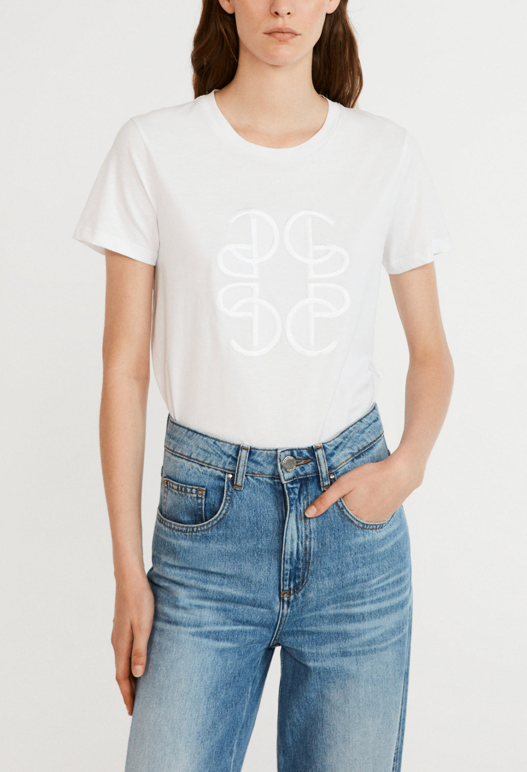 T-shirt brodé en coton bio Faume - seconde main