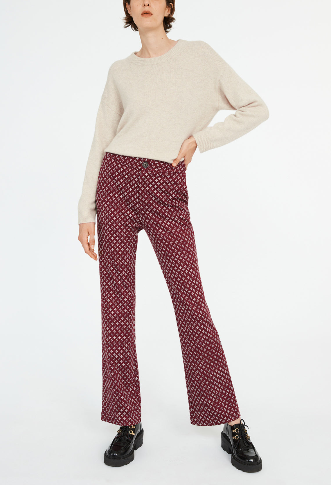 Pantalon bicolore taille haute imprimé Faume - seconde main