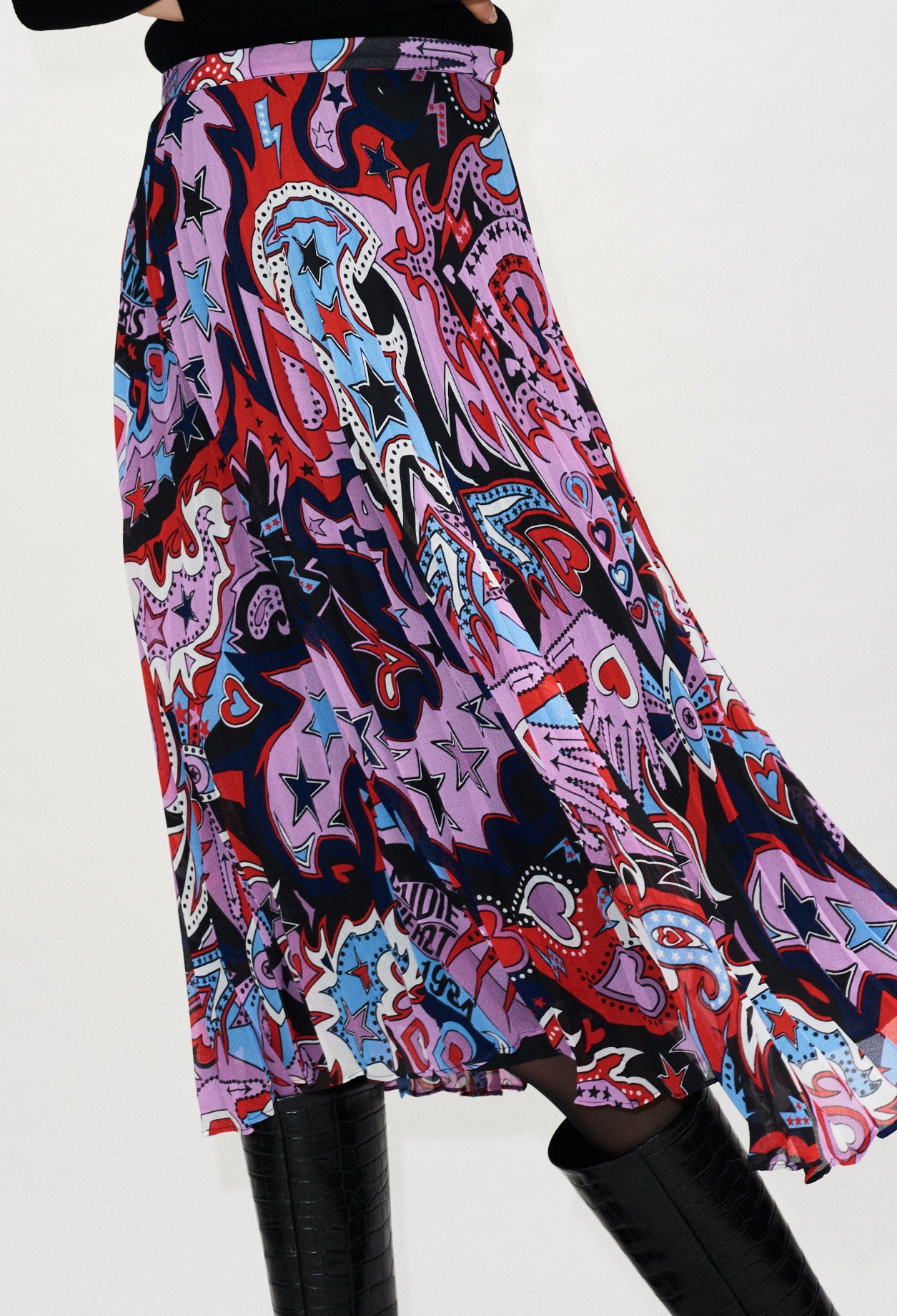 Jupe plissée imprimée pop Faume - seconde main