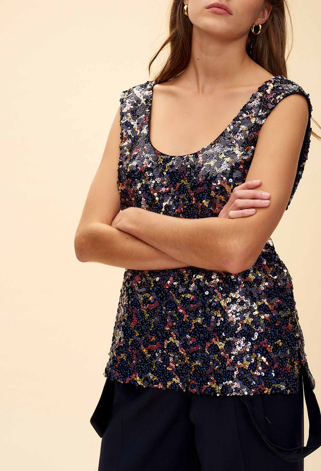 Débardeur à sequins multicolore Faume - seconde main