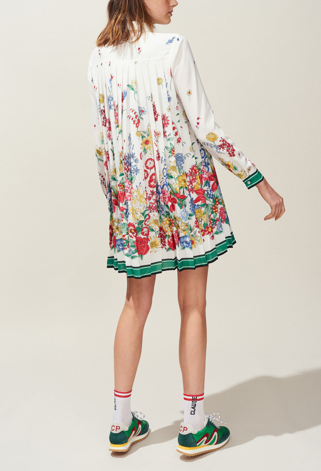 Robe chemise plissée imprimé fleur Faume - seconde main