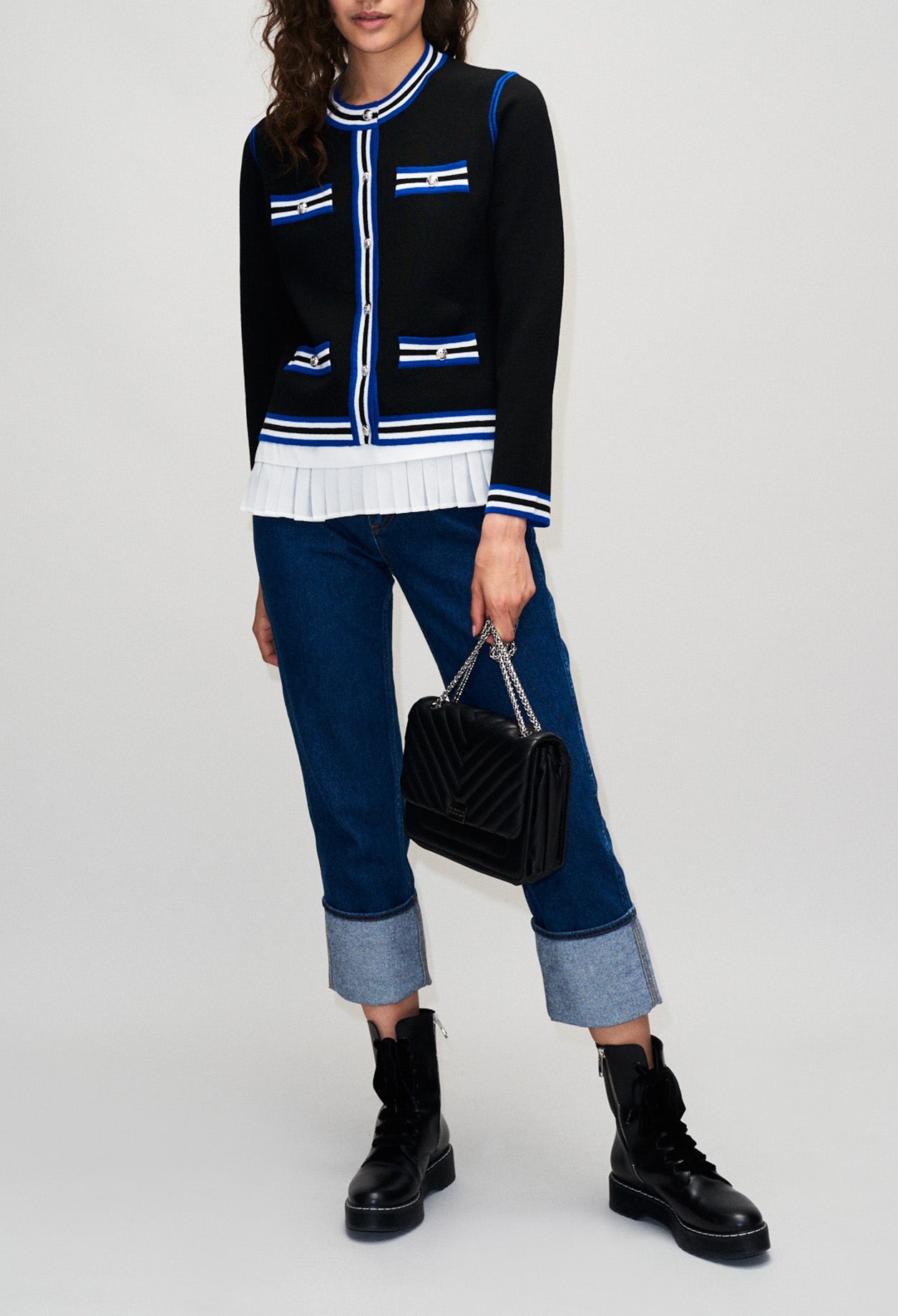 Cardigan bleu contrasté Faume - seconde main