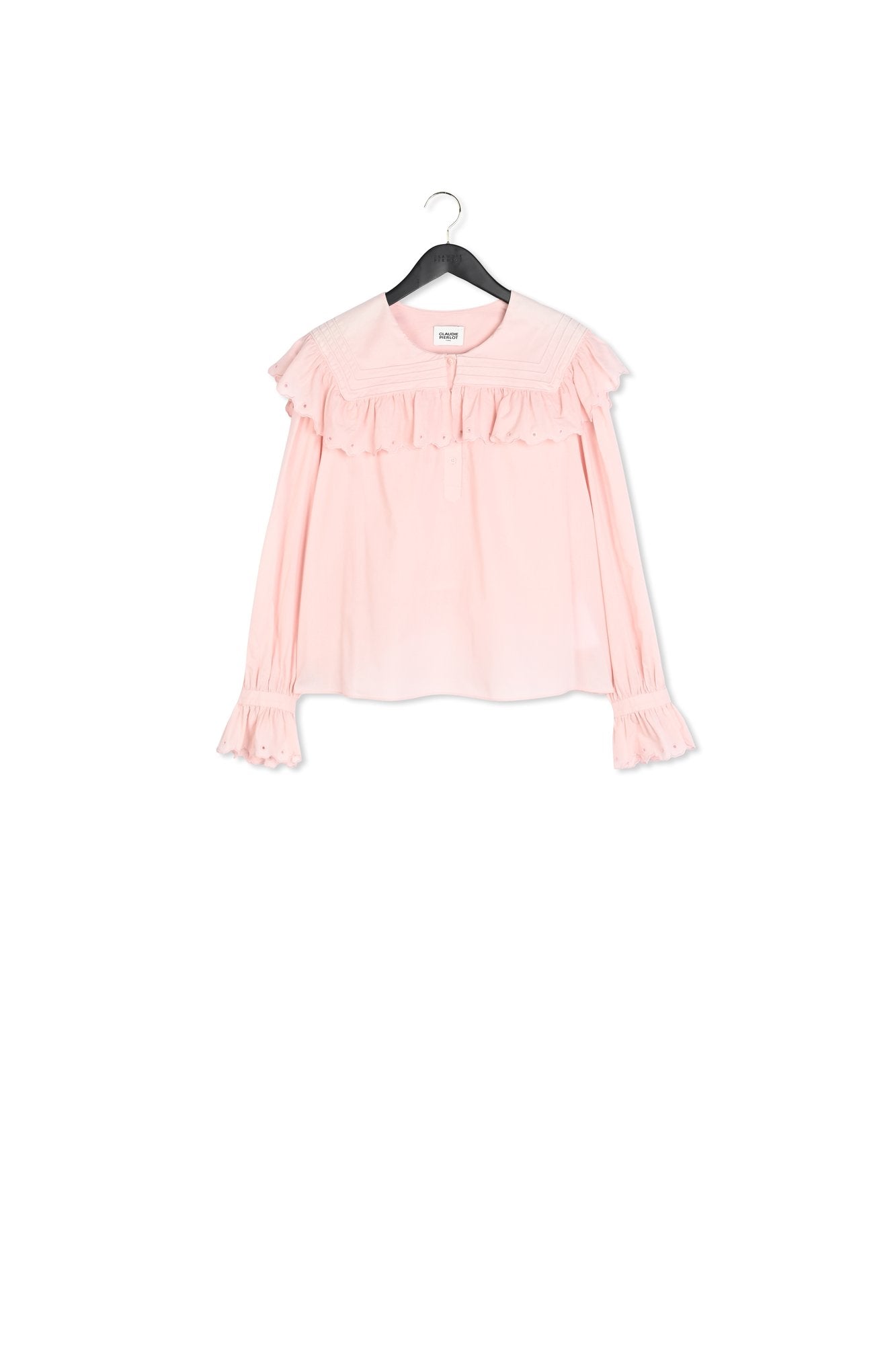 Blouse coton brodé rose Faume - seconde main