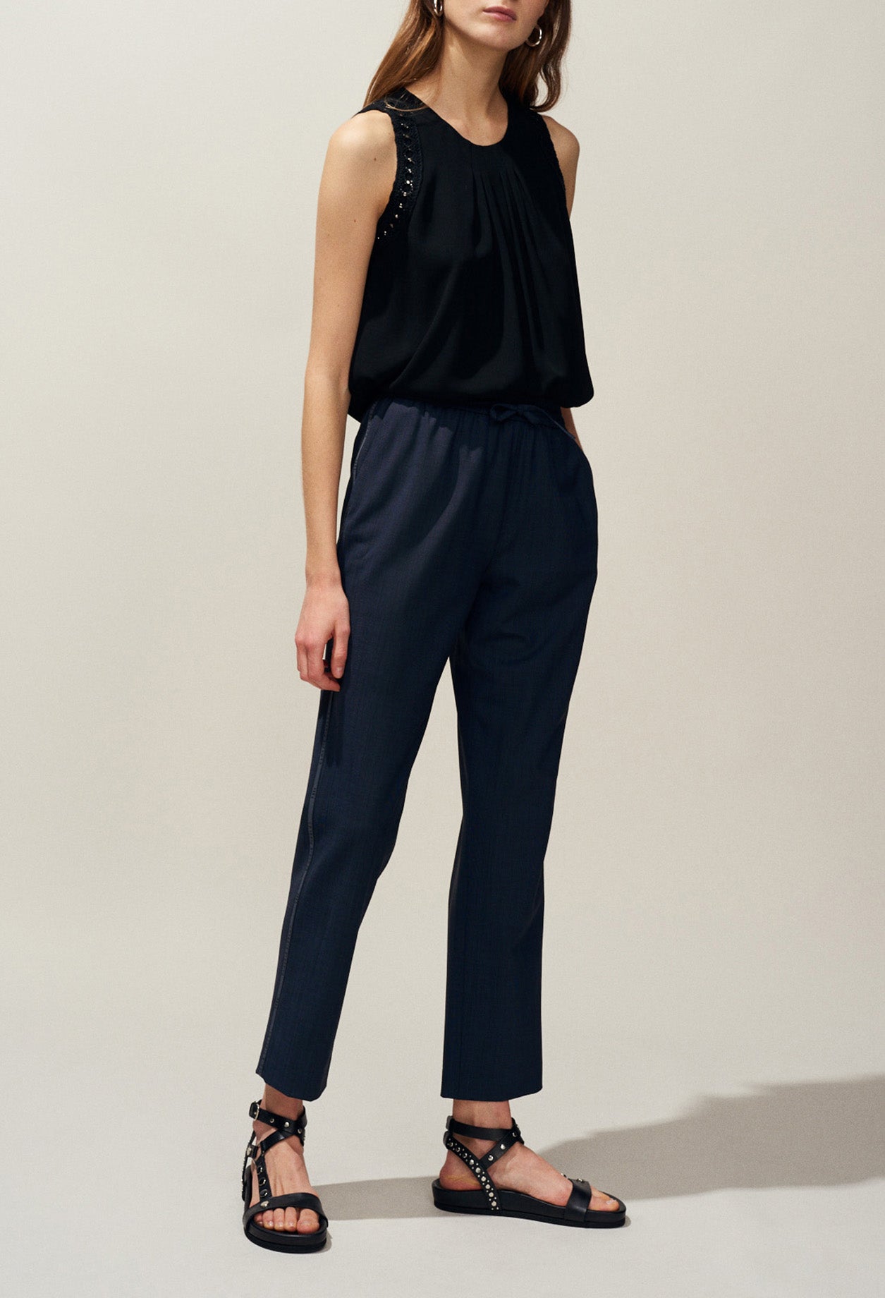 Pantalon tailleur ceinture élastiquée Faume - seconde main