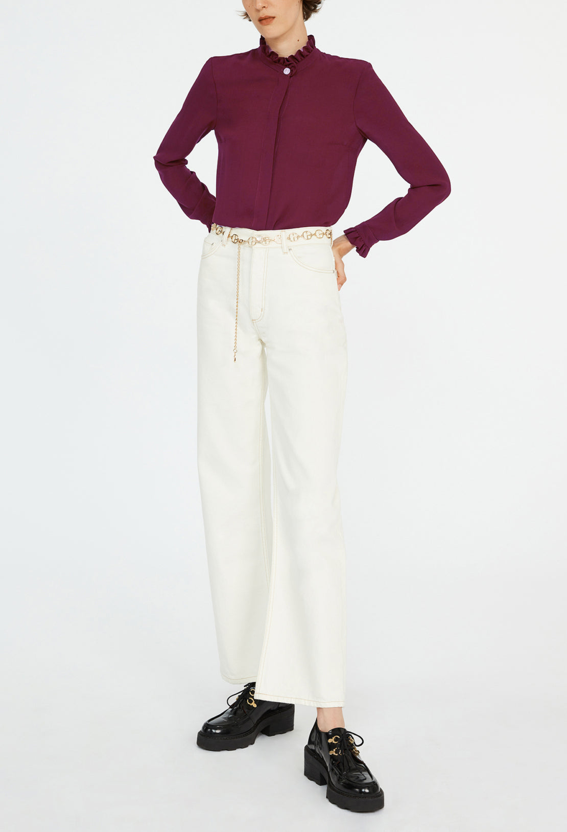 Chemise bordeaux iconique à col Faume - seconde main