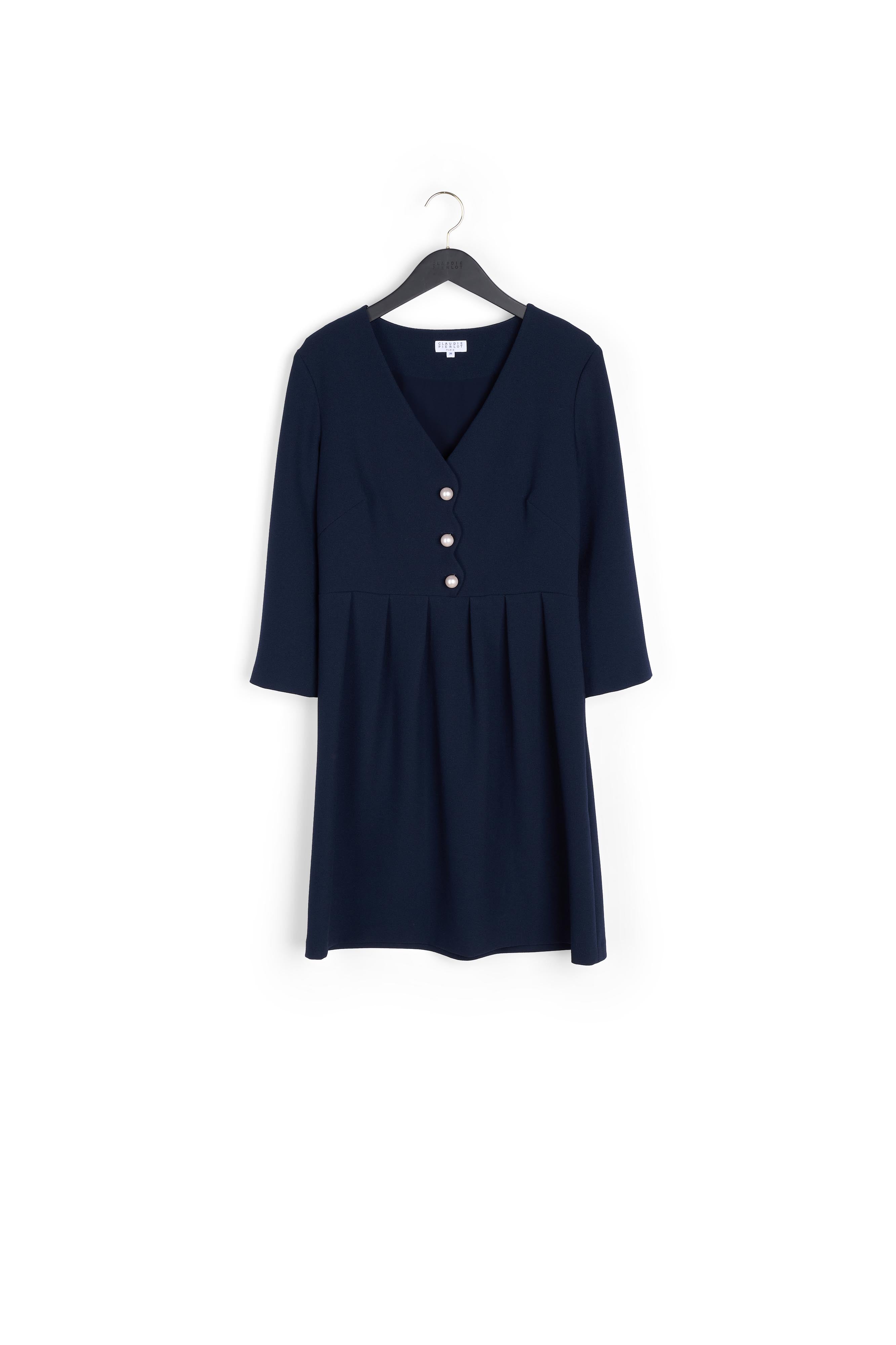 Robe col V cintrée à boutons perlés Faume - seconde main