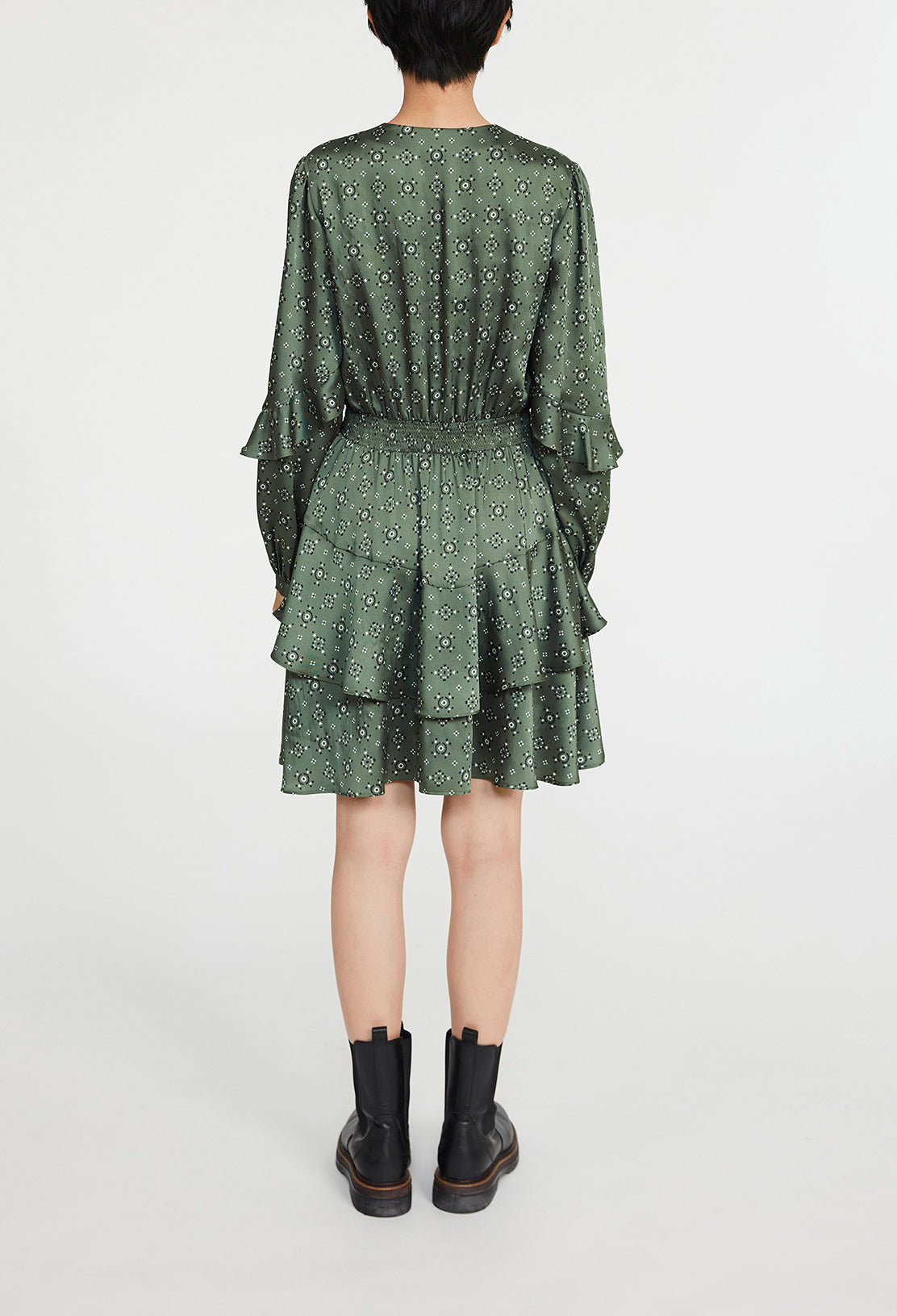 Robe courte à motif géométrique smocké Faume - seconde main