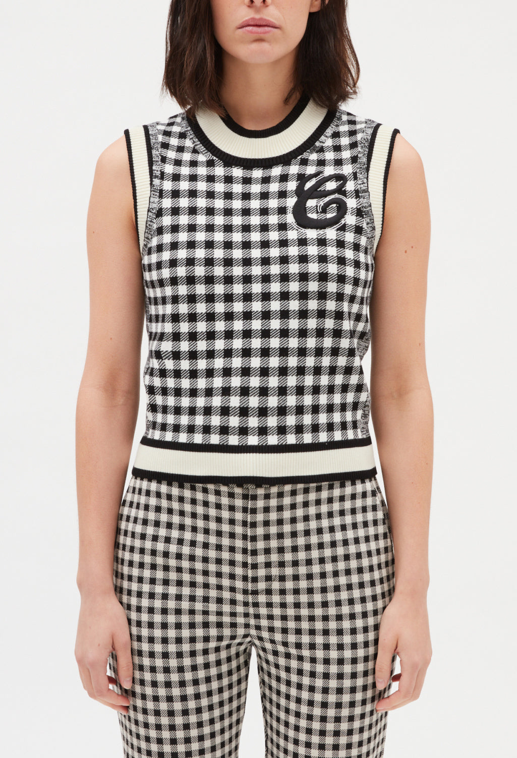 Pull sans manches carreaux bicolore Faume - seconde main