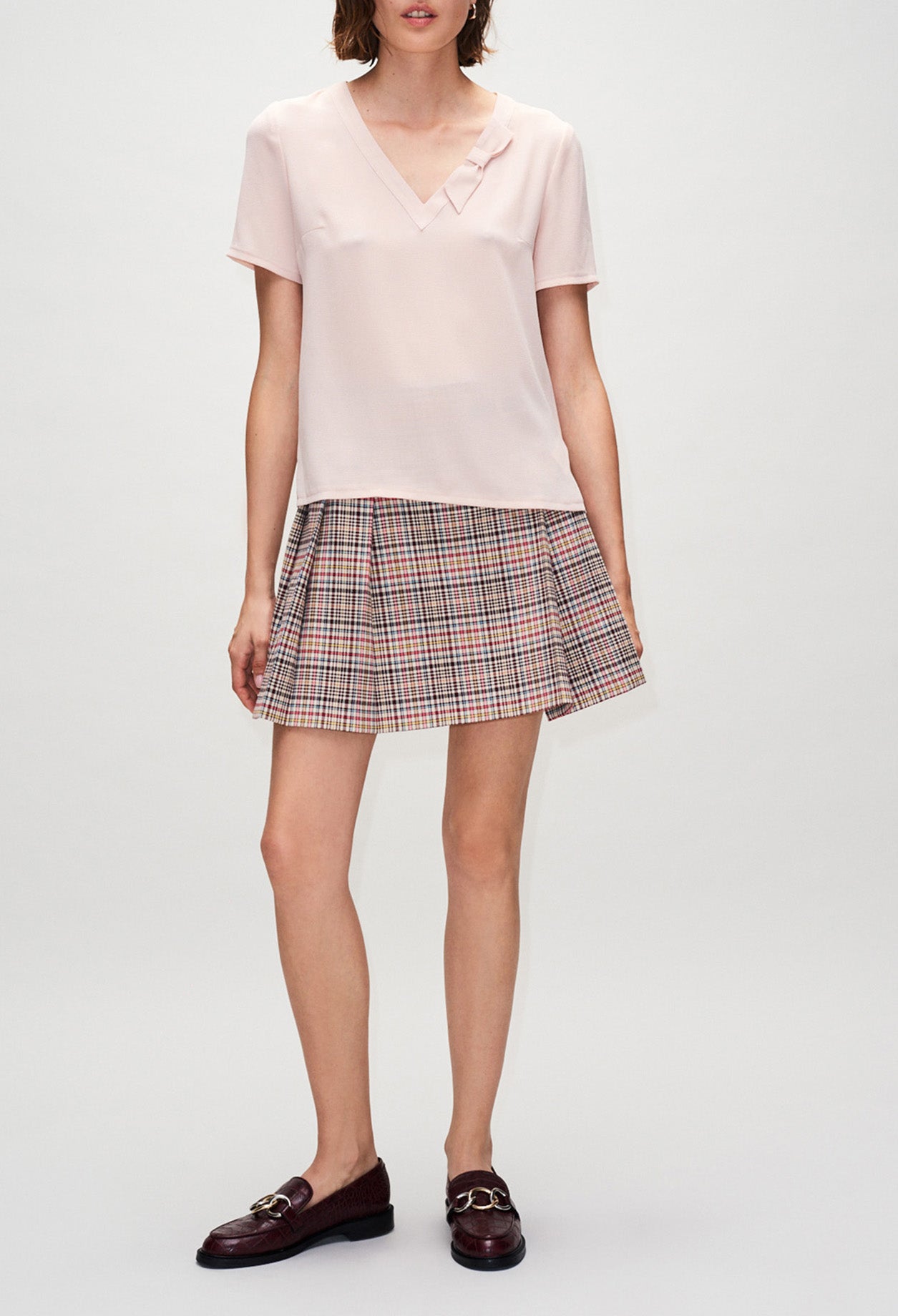 Top manches courtes col v détail nœud Faume - seconde main