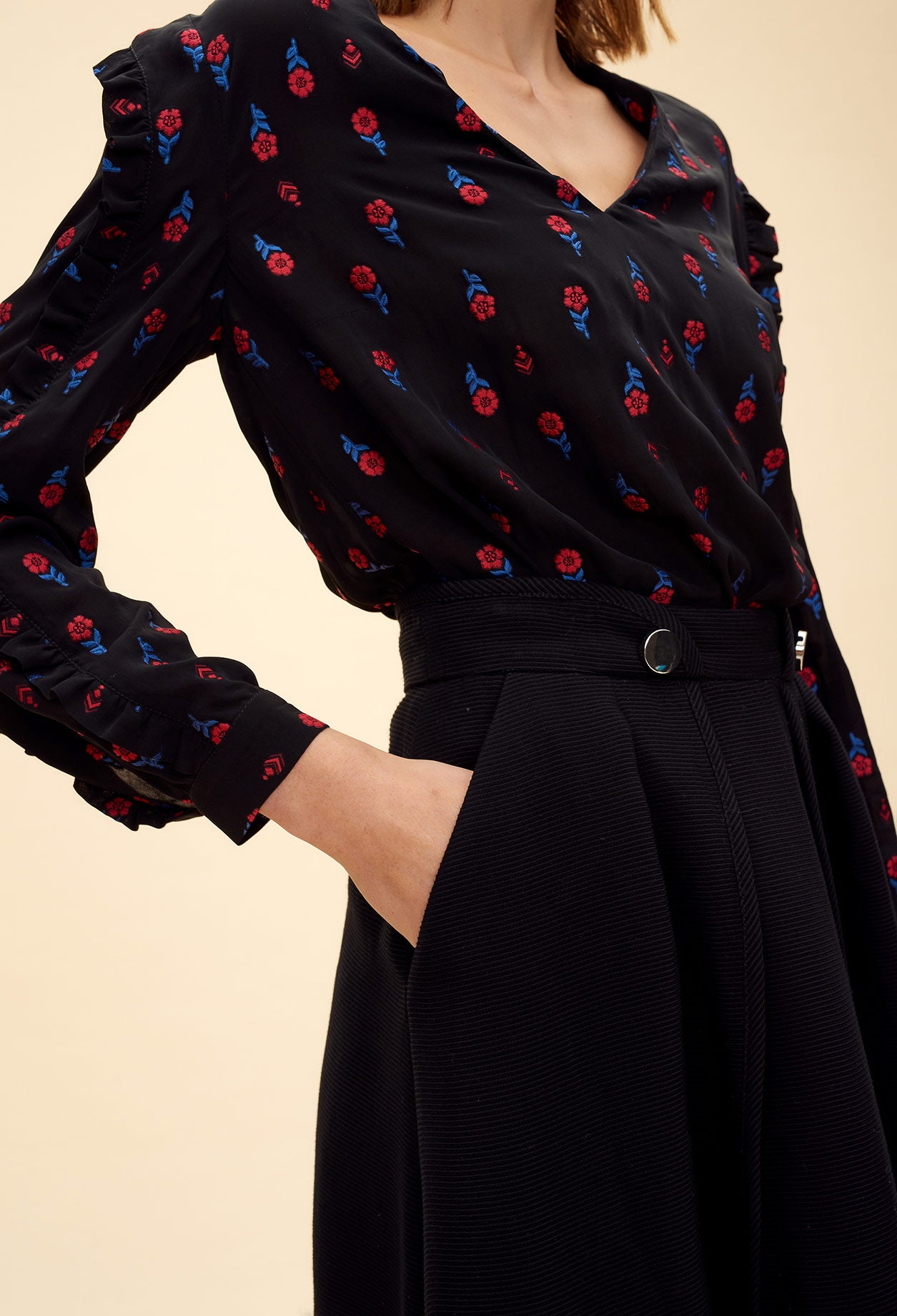 Jupe courte évasée en ottoman Faume - seconde main