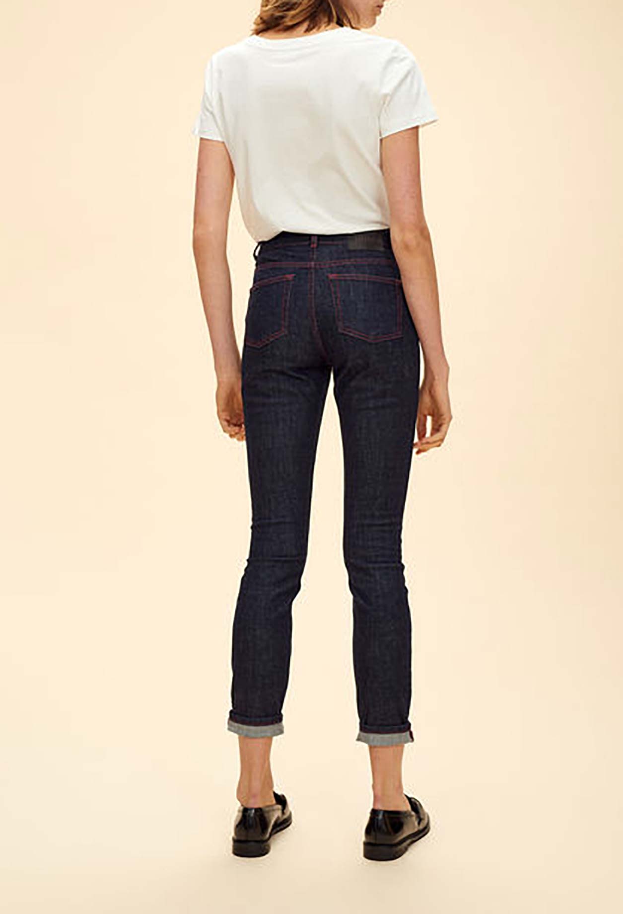 Jean brut à boutons surpiqûre contrastée Faume - seconde main