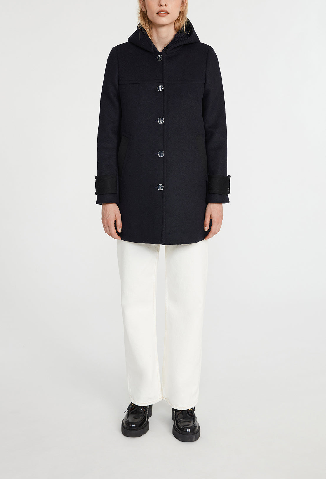 Mantau marin capuch lain mélangé Faume - seconde main