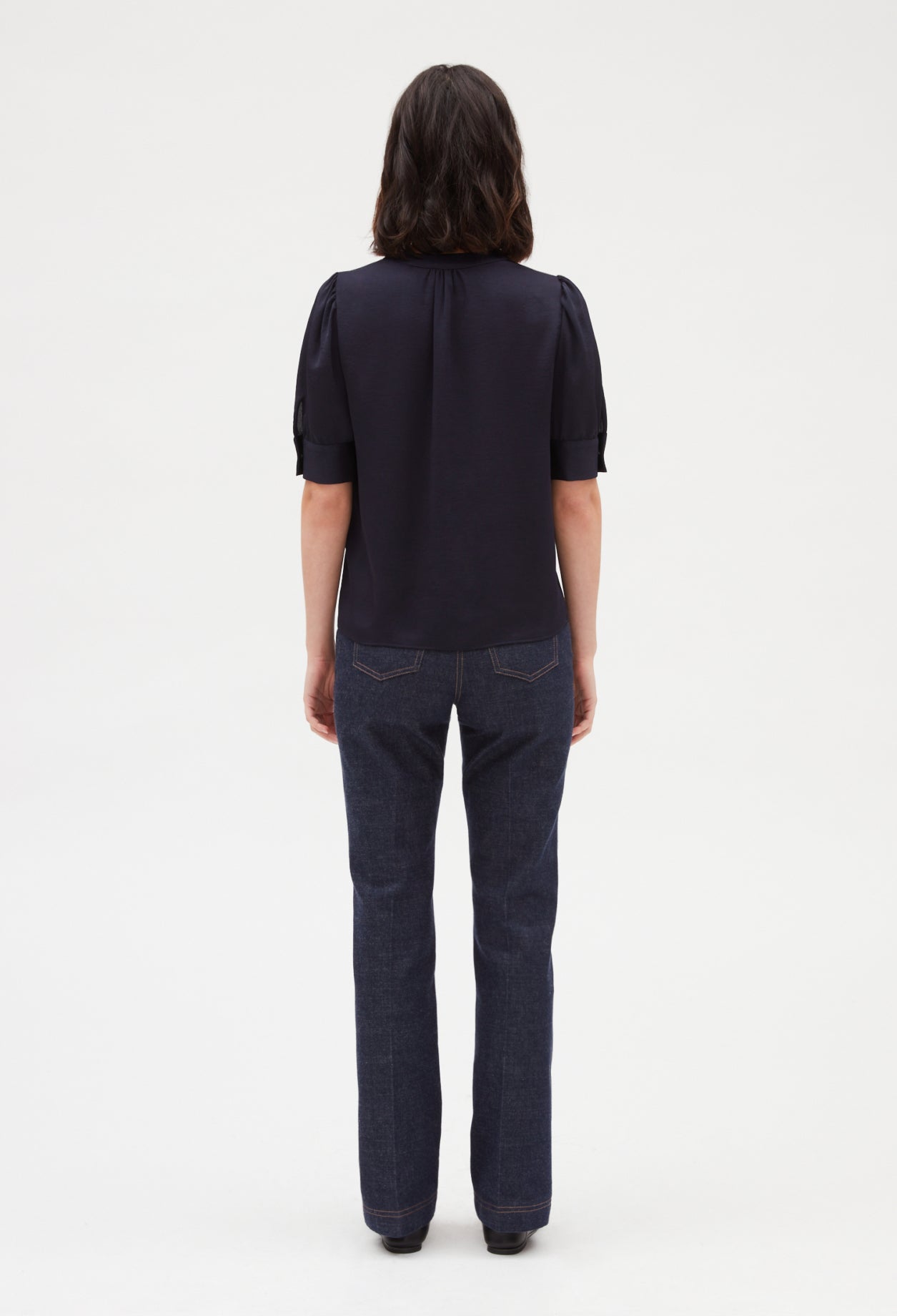 Blouse à manches courtes marine Faume - seconde main