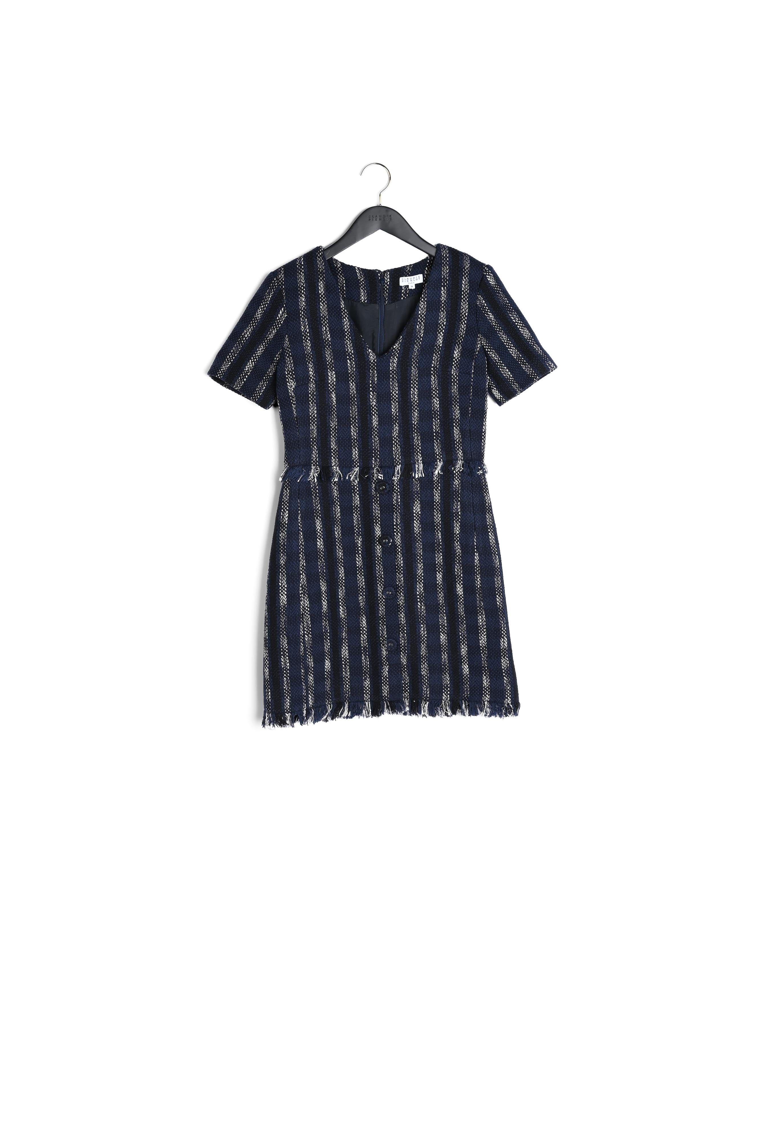 Robe droite en tweed rayée col V Faume - seconde main