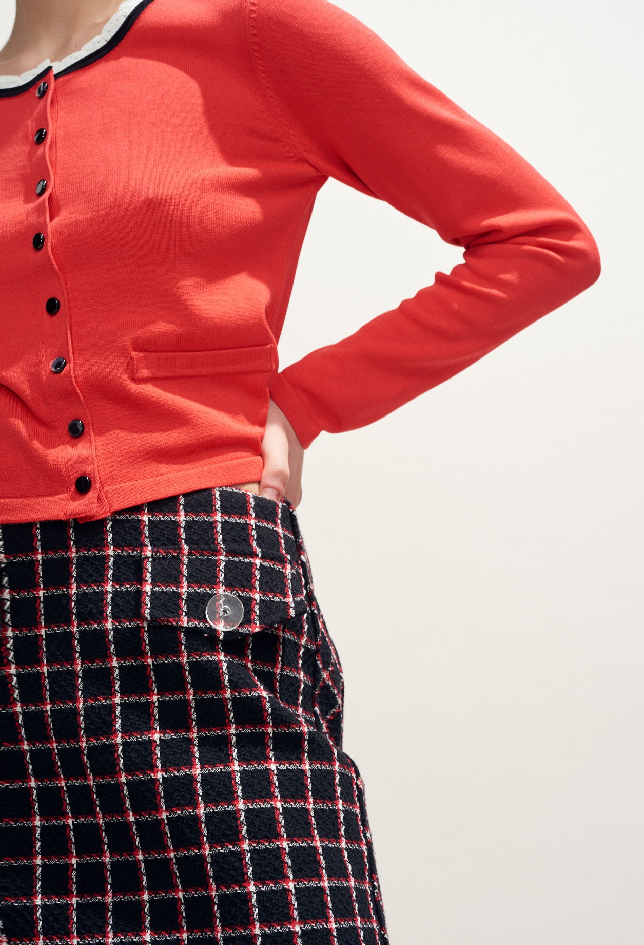 Jupe courte en tweed à carreaux Faume - seconde main