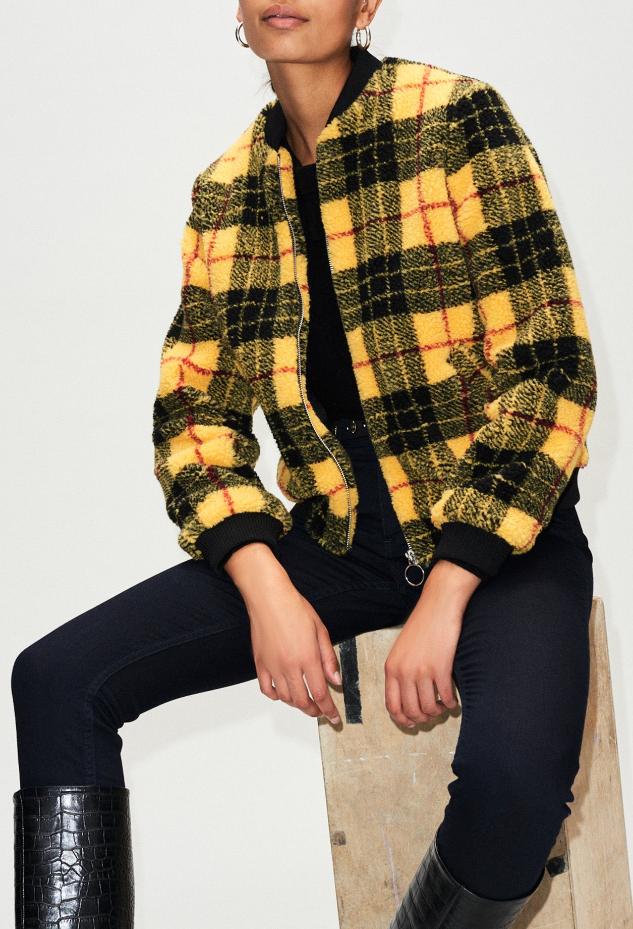 Bombers fausse fourrure à carreaux Faume - seconde main