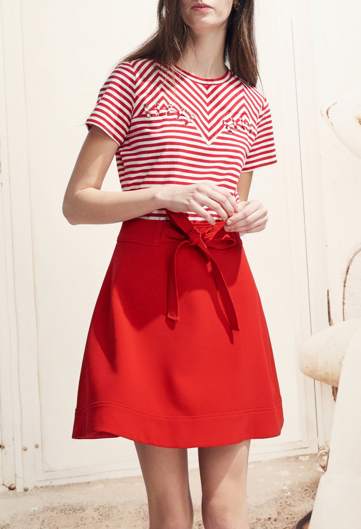 Jupe trapèze nouée à la taille Faume - seconde main