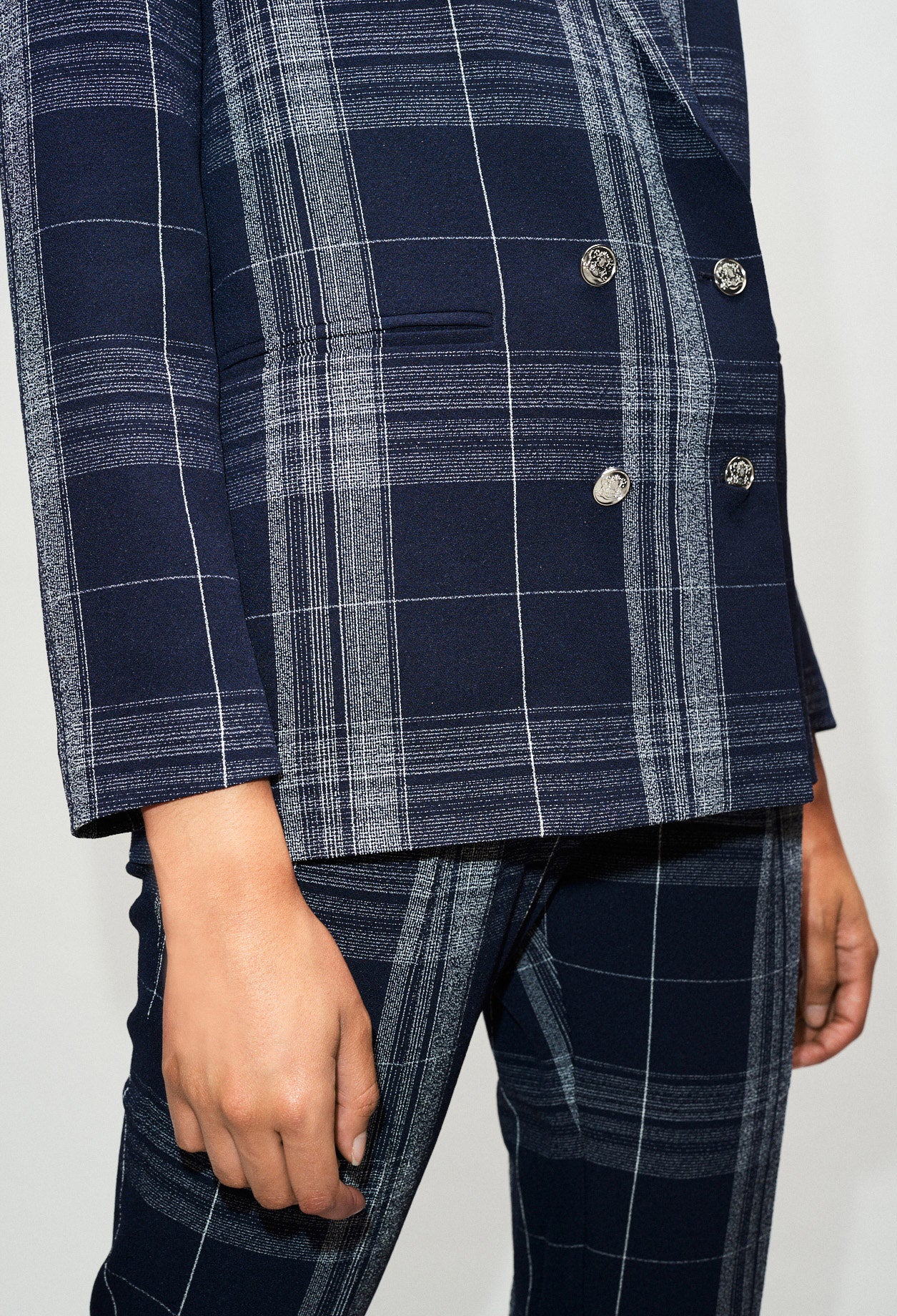 Veste tailleur croisée motif carreaux Faume - seconde main