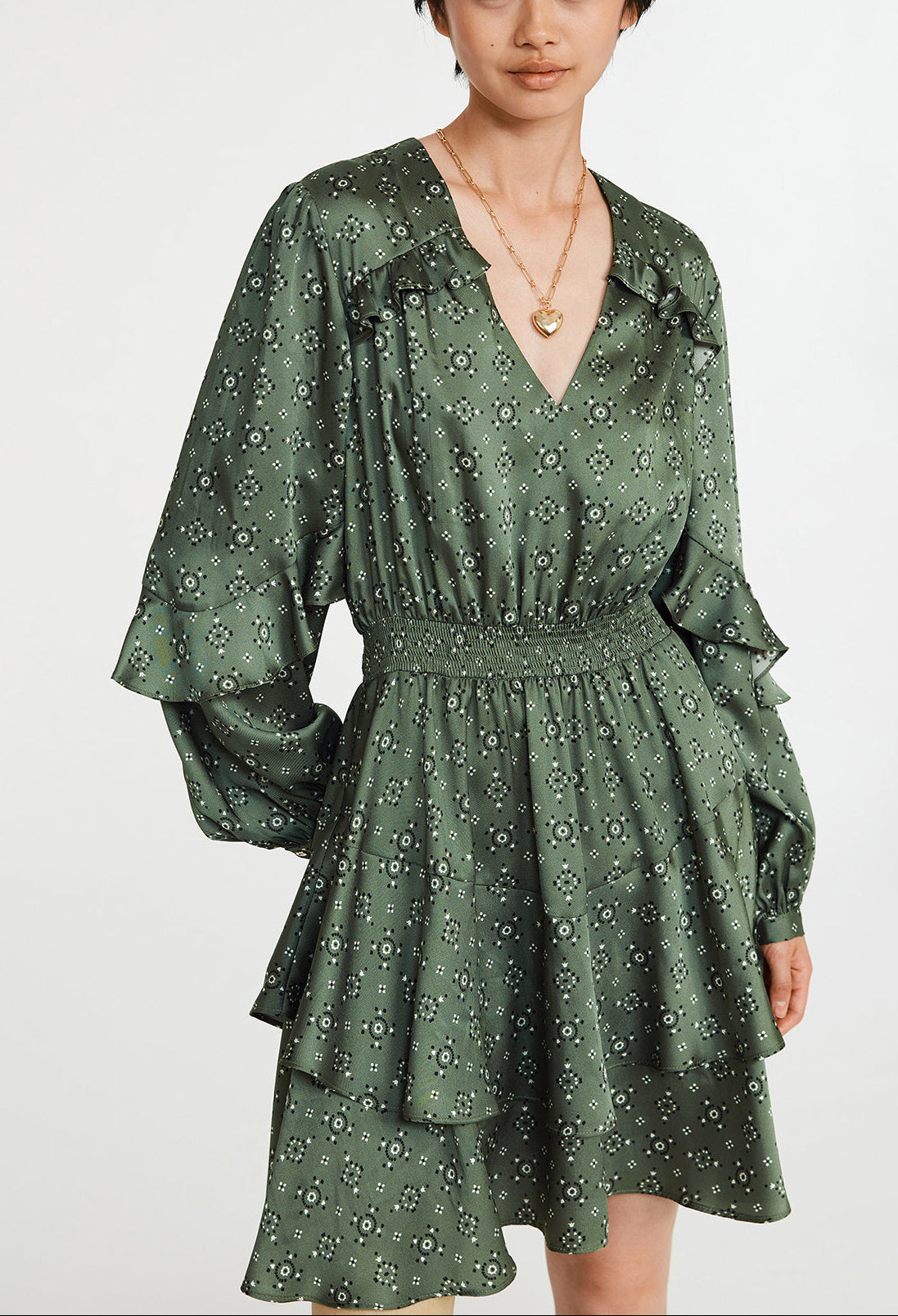 Robe courte à motif géométrique smocké Faume - seconde main