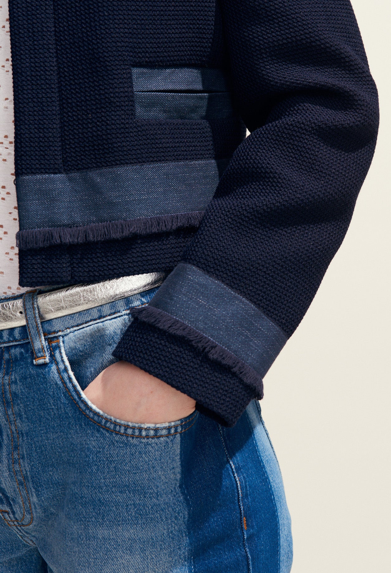 Veste courte à bande jean Faume - seconde main