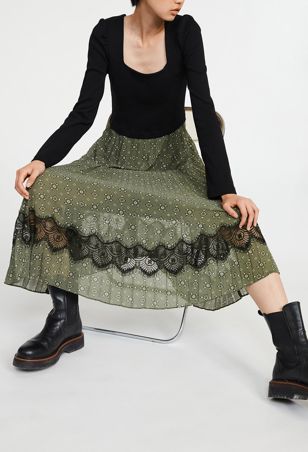 Robe longue bimatière imprimée Faume - seconde main