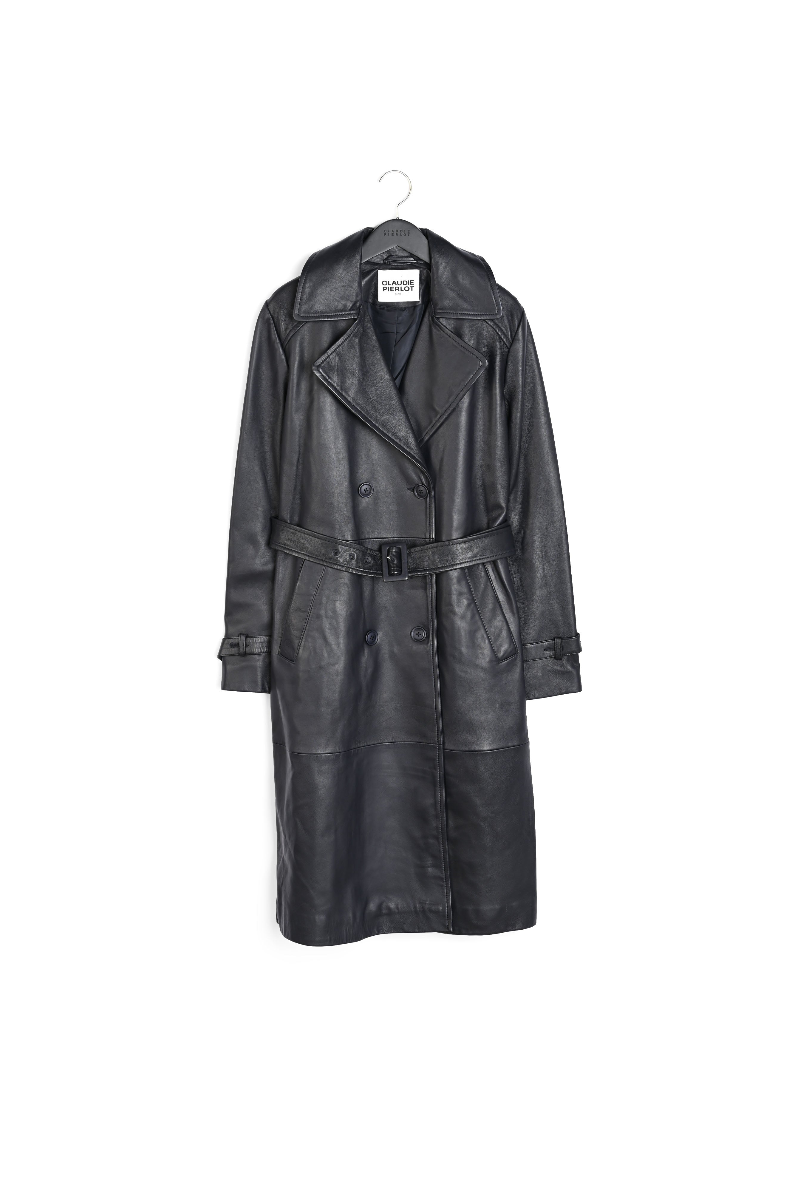 Trench marine cuir lisse Faume - seconde main