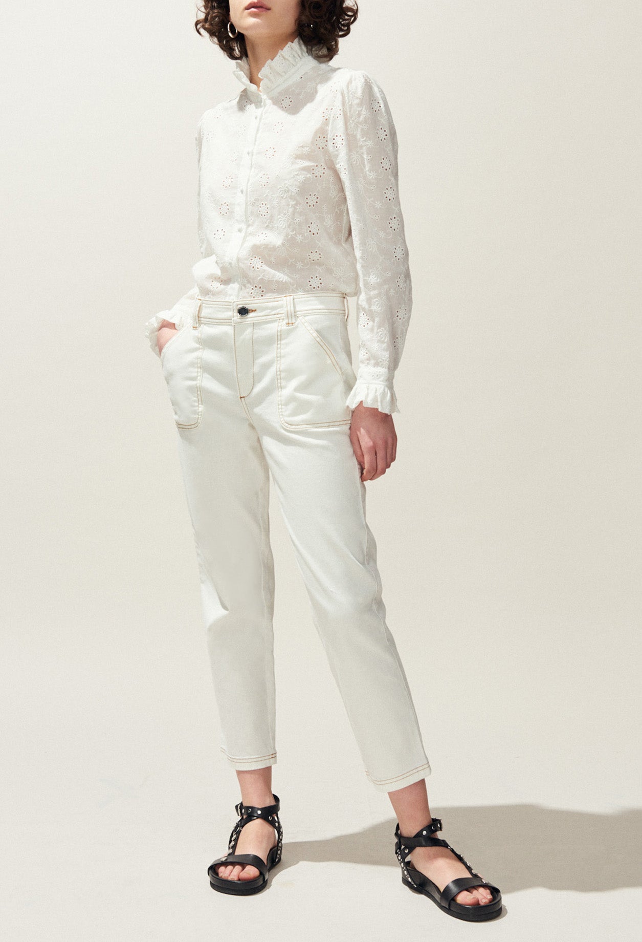 Jean à surpiqûres contrastées Faume - seconde main