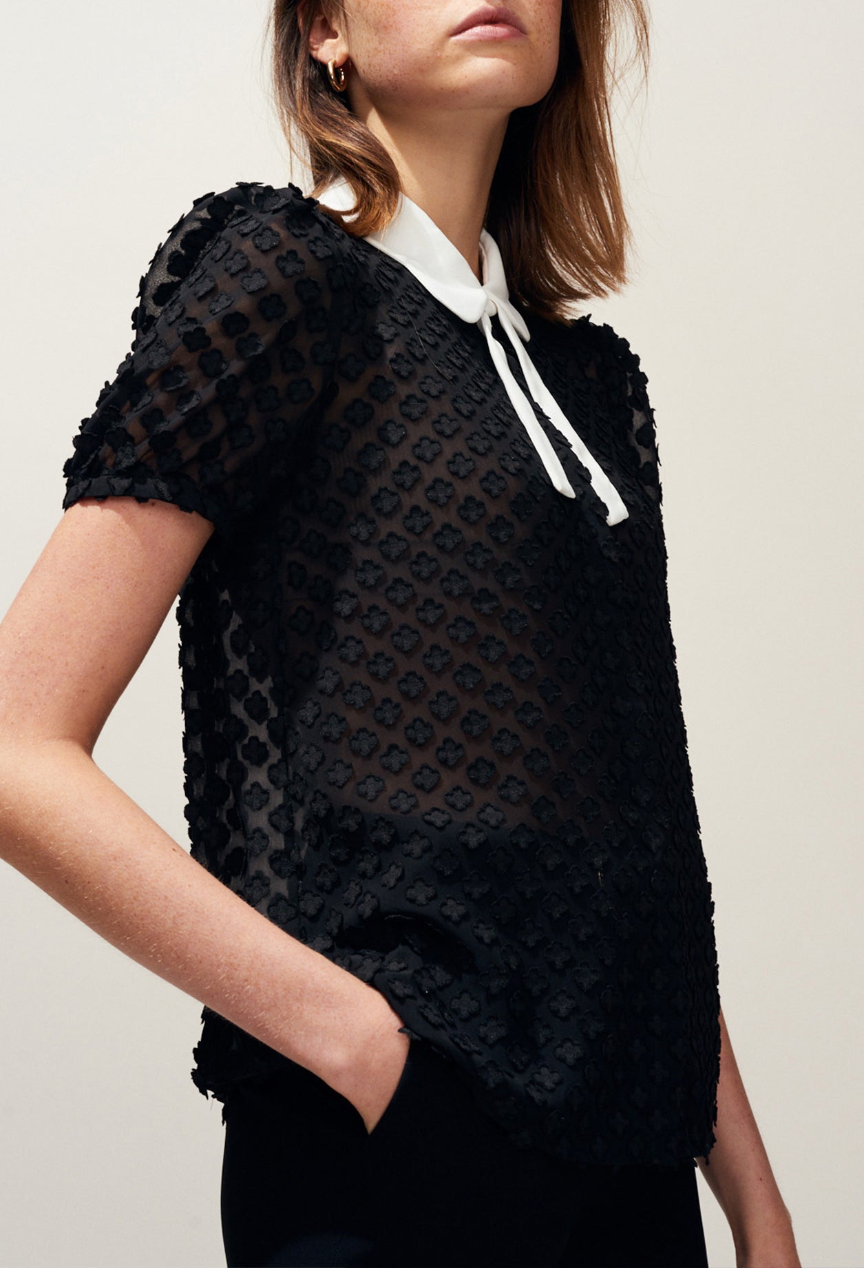 Chemisier col claudine en transparence Faume - seconde main