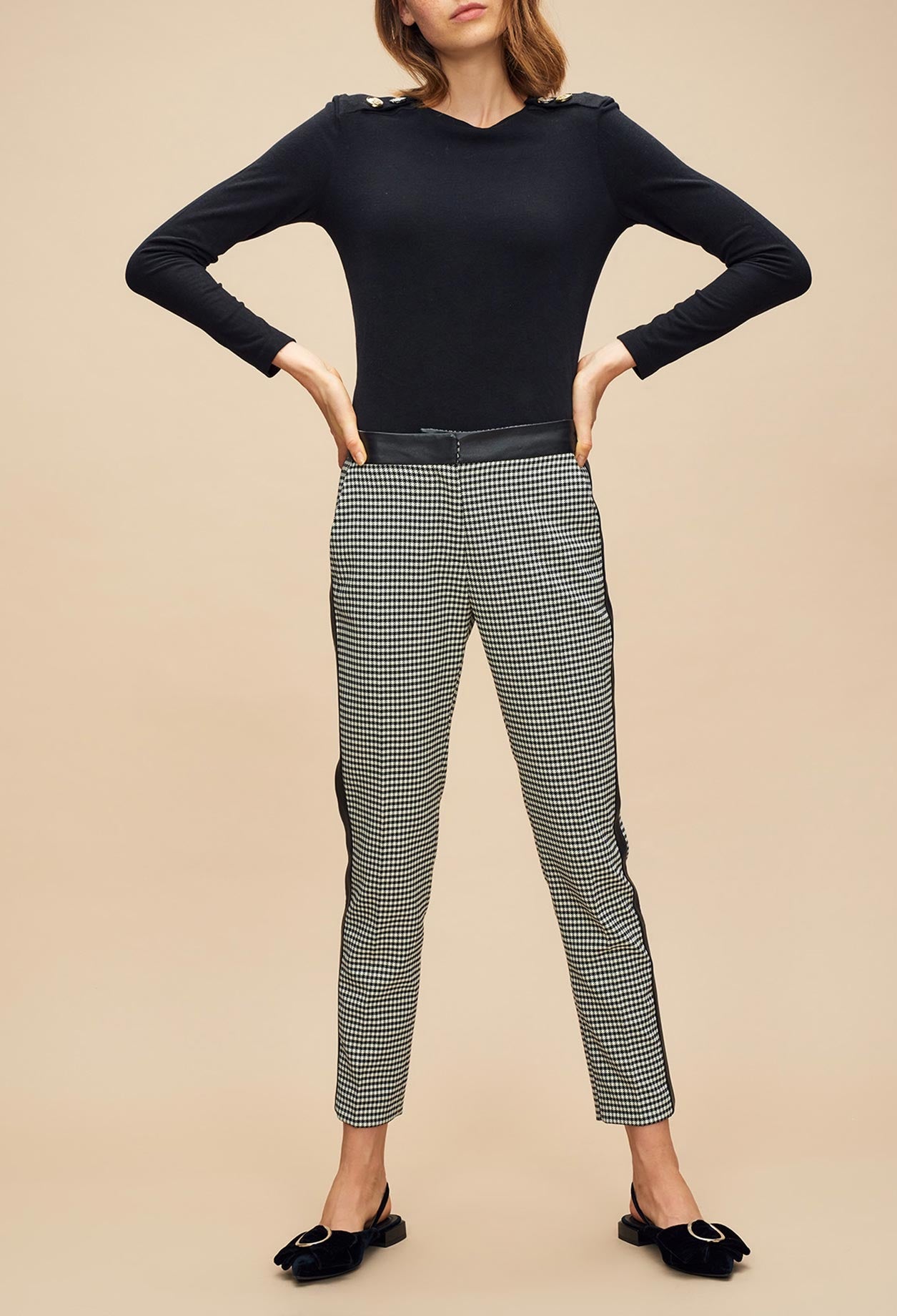 Pantalon pied de coq bande sporty Faume - seconde main