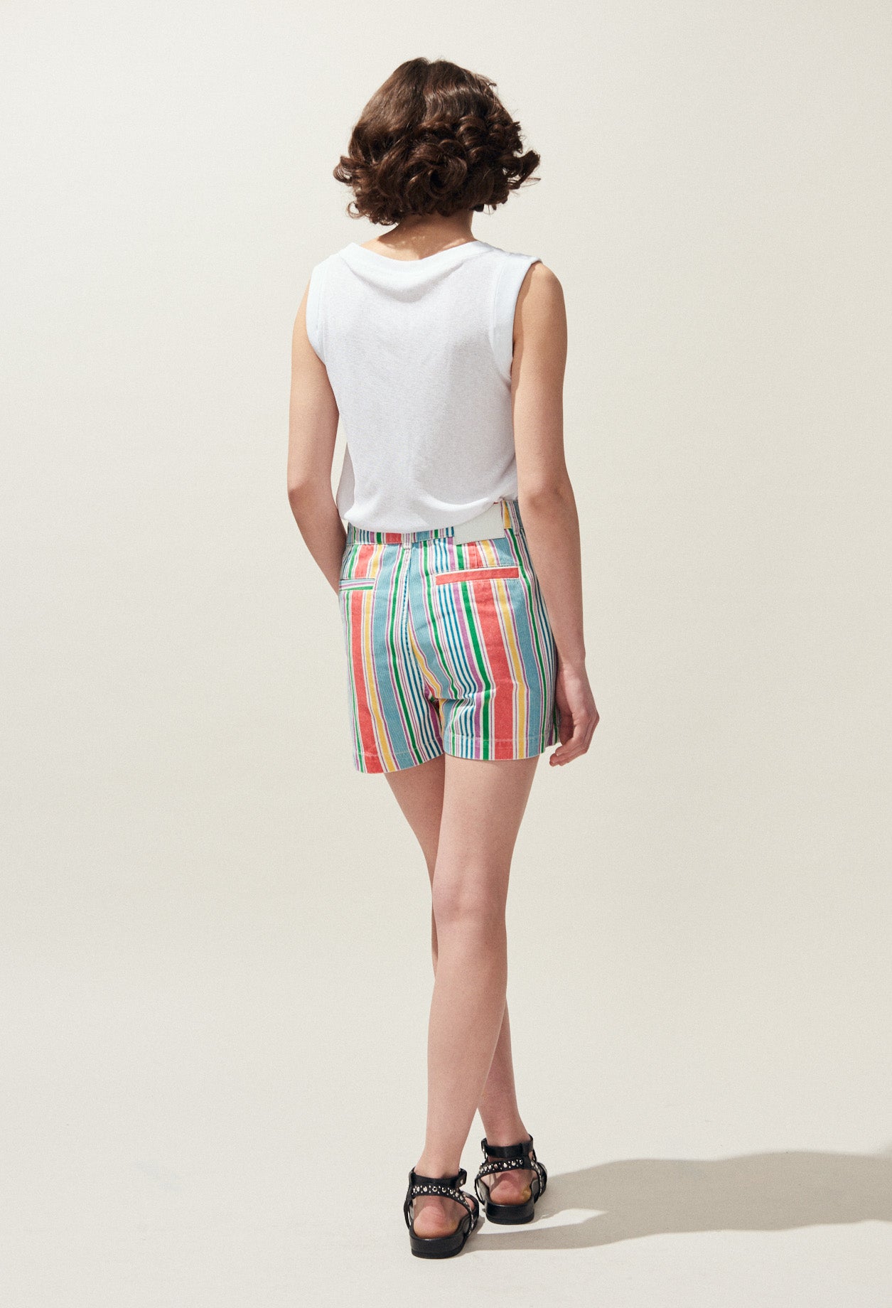 Veste en jean rayures multicolore Faume - seconde main