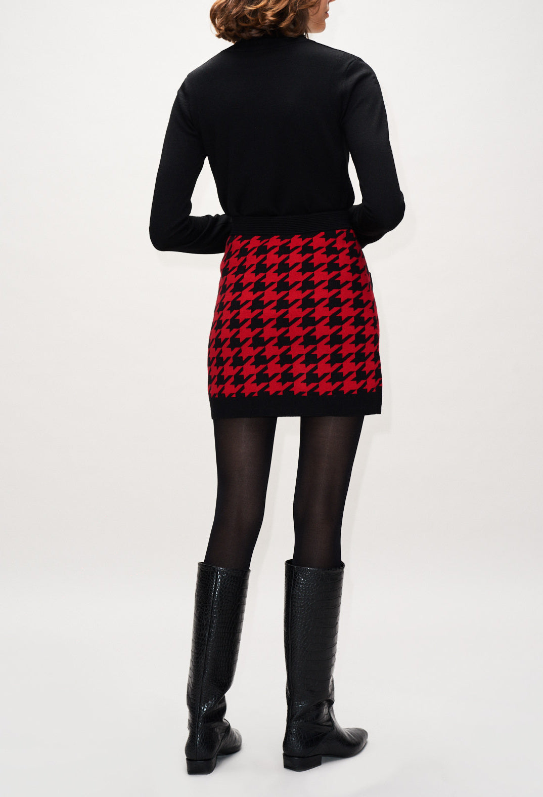 Jupe maille bicolore pied de coq Faume - seconde main