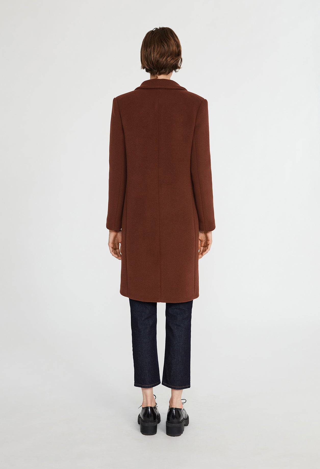 Manteau marron mi-long laine mélangée Faume - seconde main