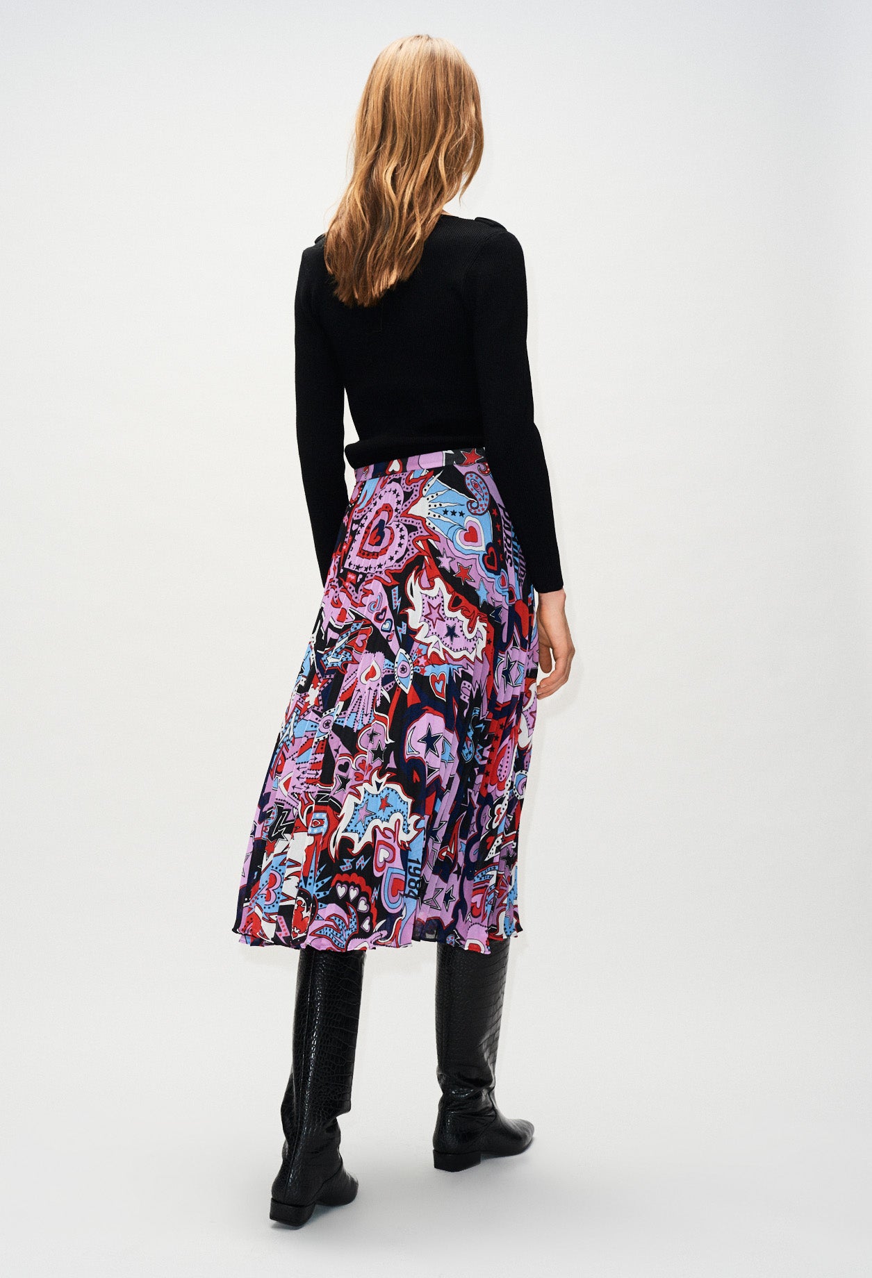 Jupe plissée imprimée pop Faume - seconde main