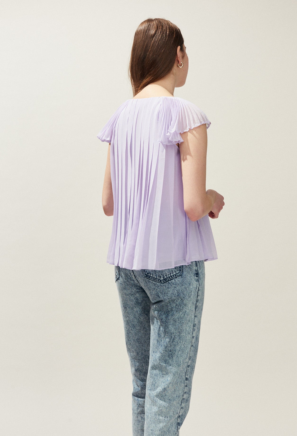 Top plissé ncolur col V Faume - seconde main