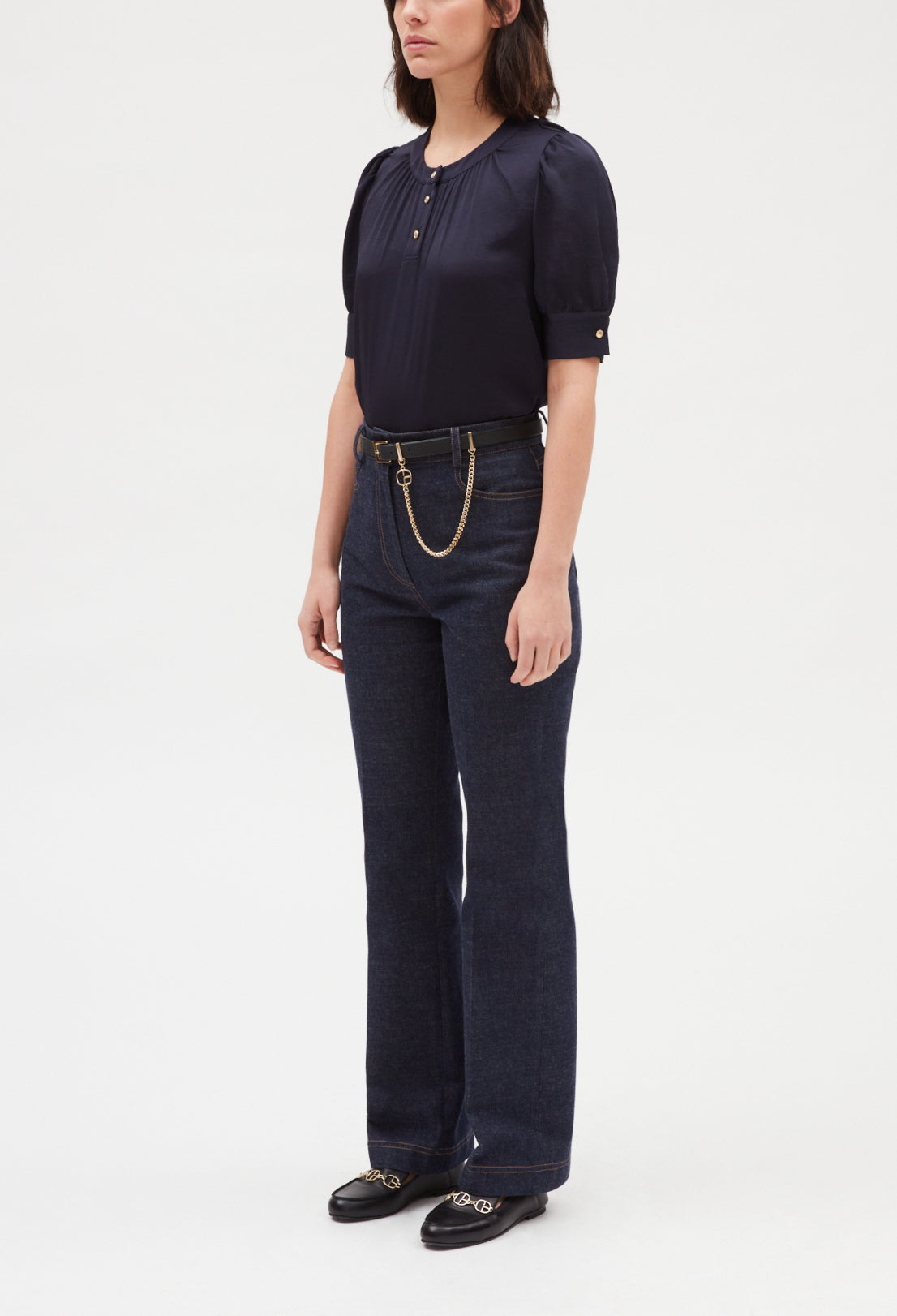 Blouse à manches courtes marine Faume - seconde main