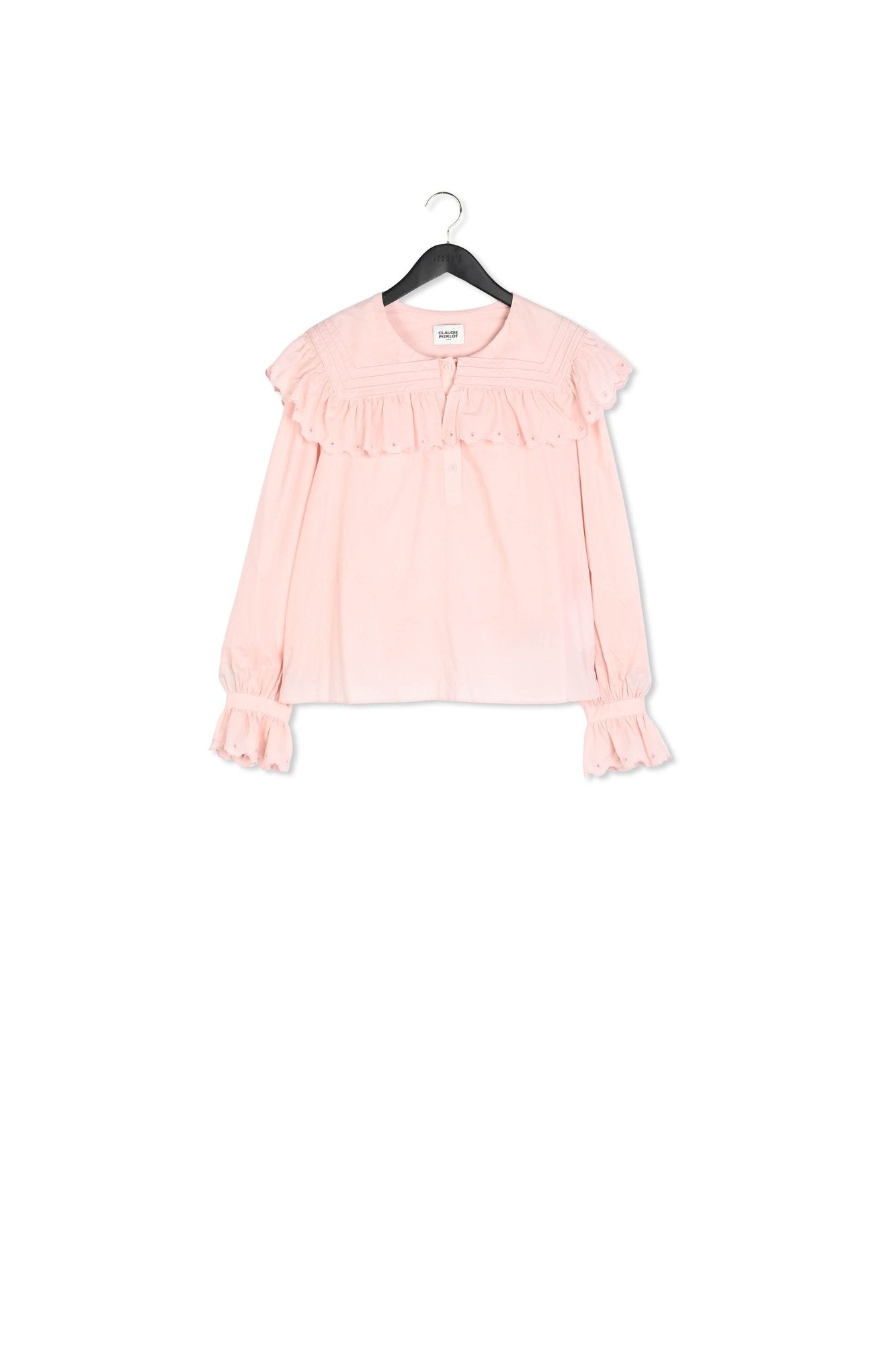 Blouse coton brodé rose Faume - seconde main